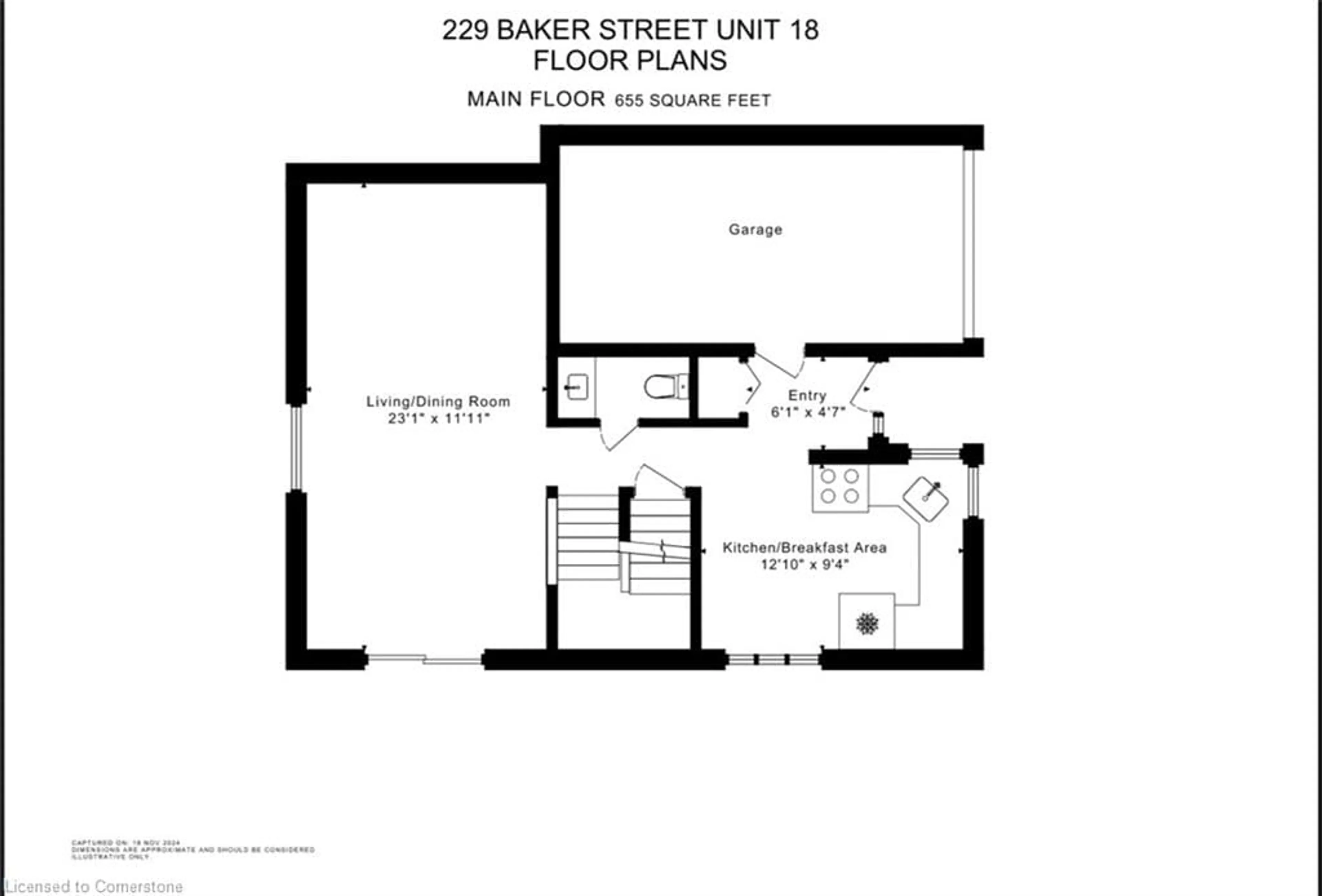 Floor plan for 229 Baker St #18, Waterloo Ontario N2T 2R4