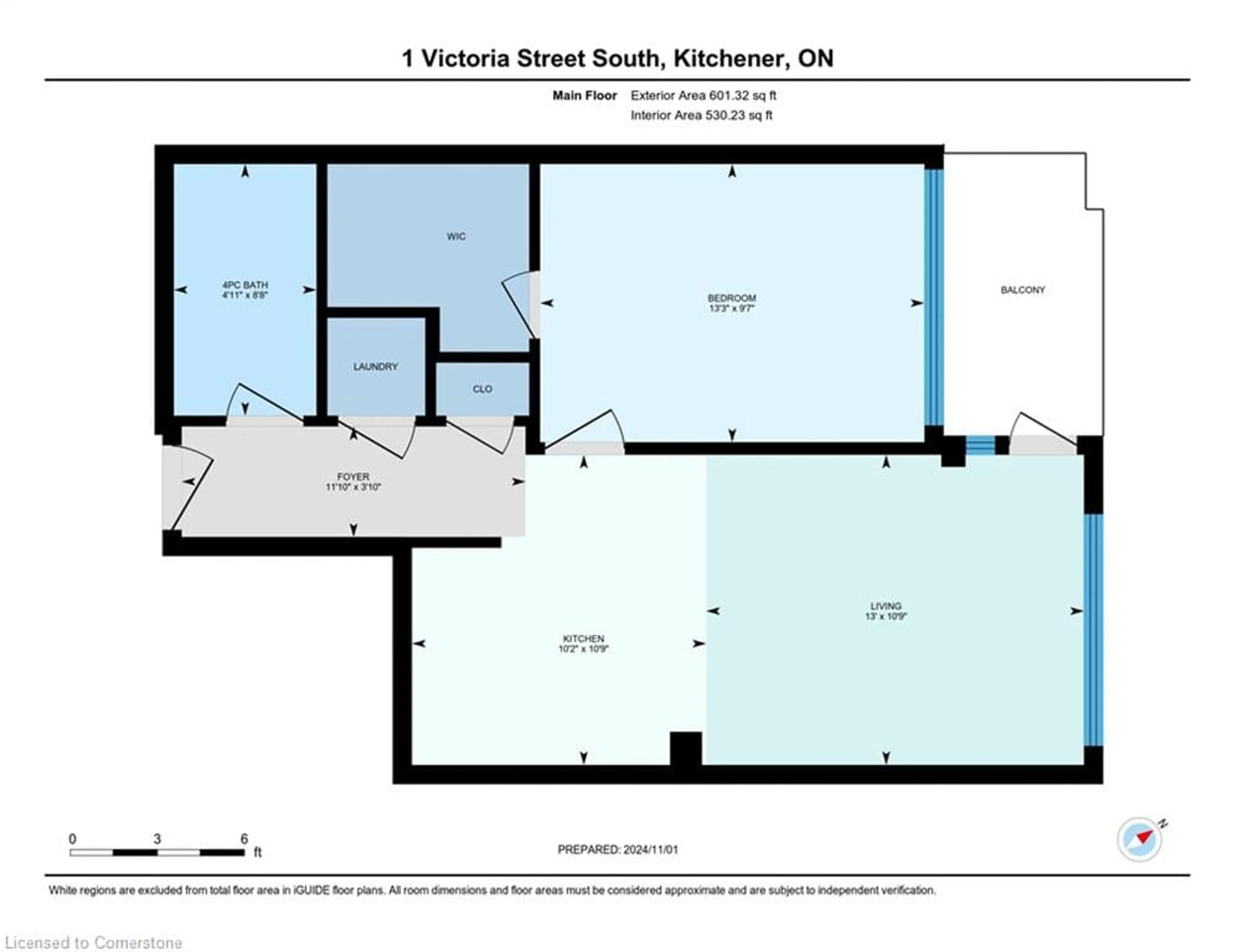 Floor plan for 1 Victoria St #504, Kitchener Ontario N2G 1C2