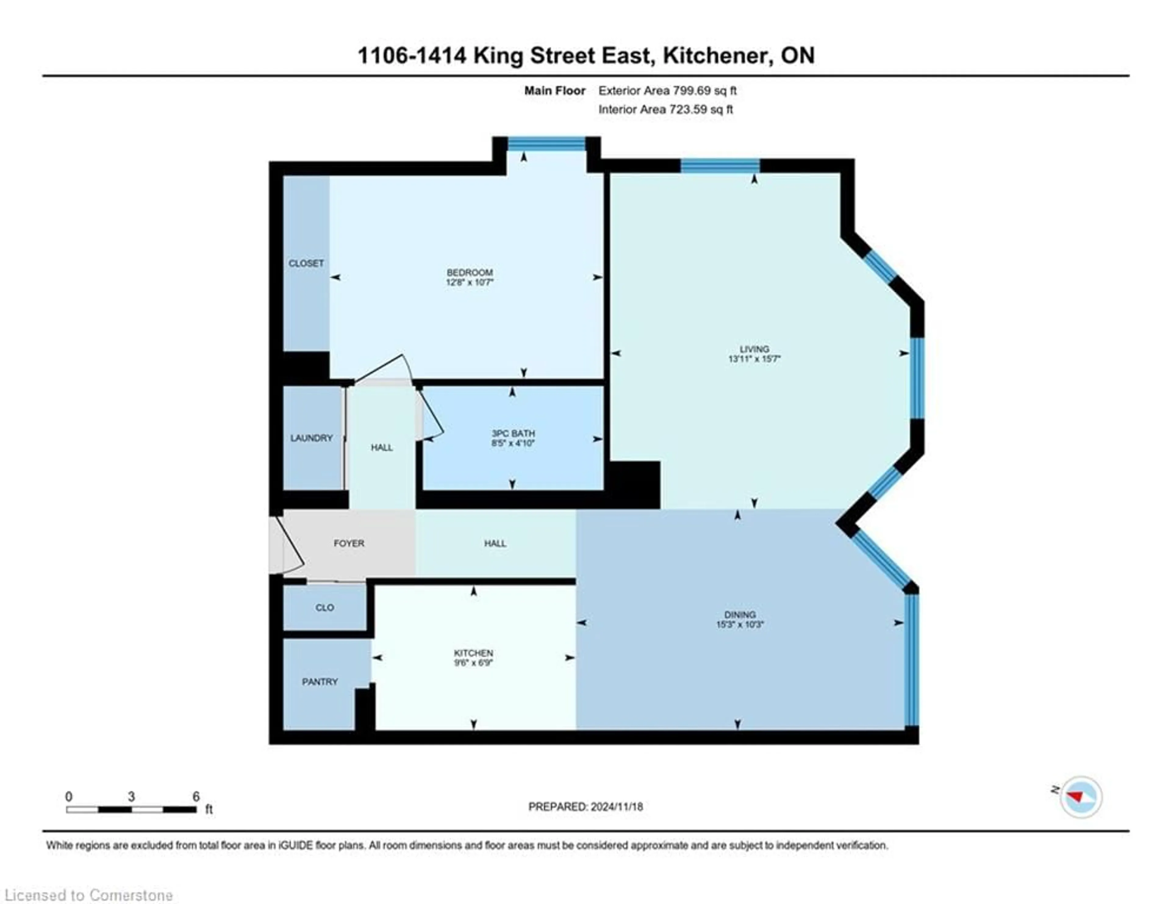 Floor plan for 1414 King St #1106, Kitchener Ontario N2G 4T8