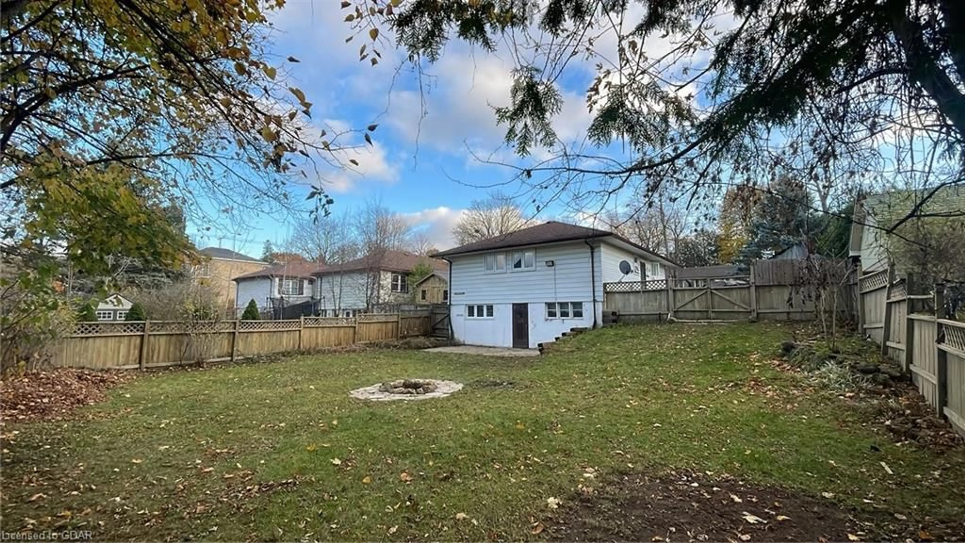 Frontside or backside of a home, the fenced backyard for 565 Waterloo St, Mount Forest Ontario N0G 2L3