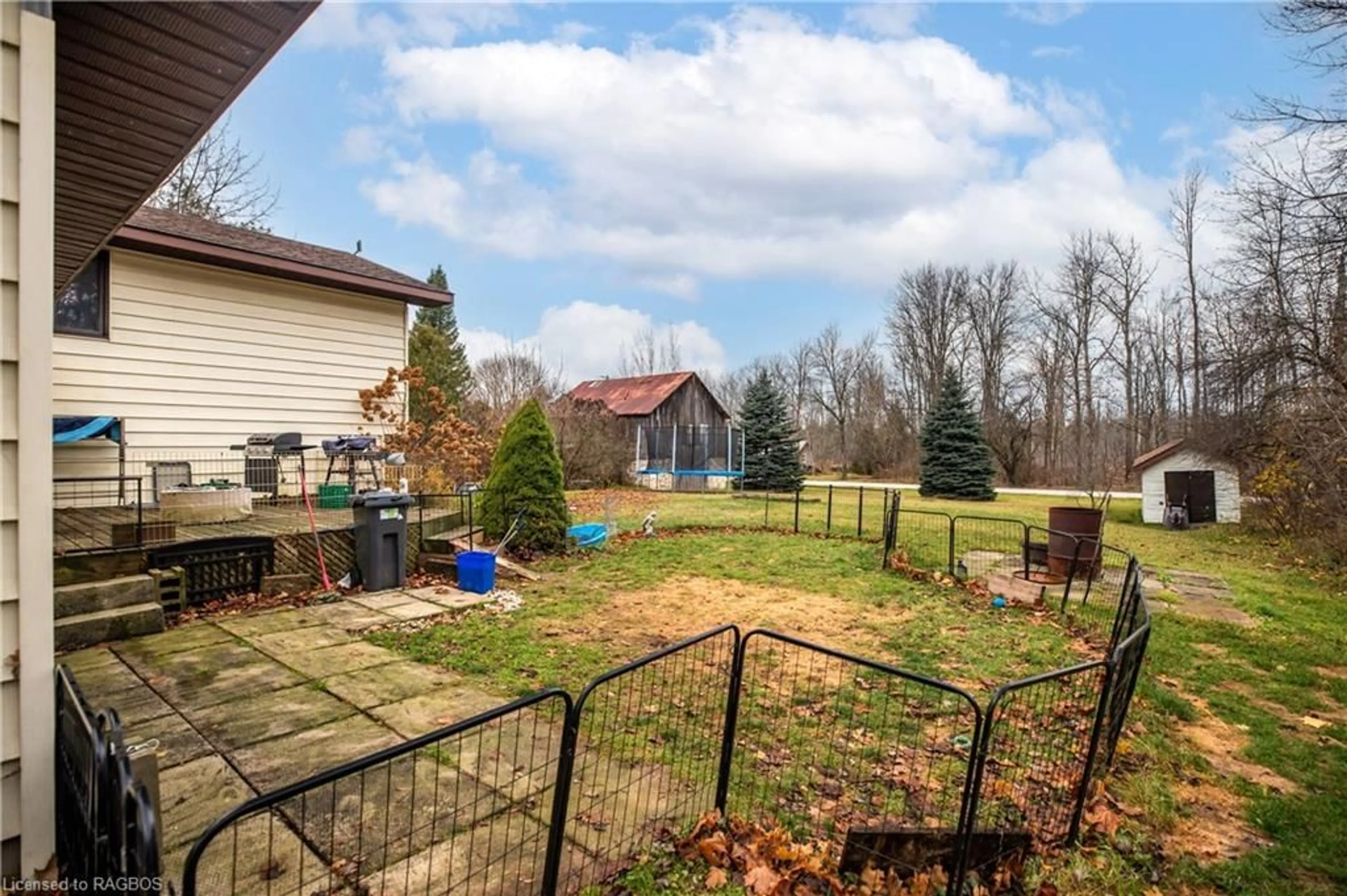 Patio, the fenced backyard for 779923 Concession 2 Ncd, Clavering Ontario N0H 2T0