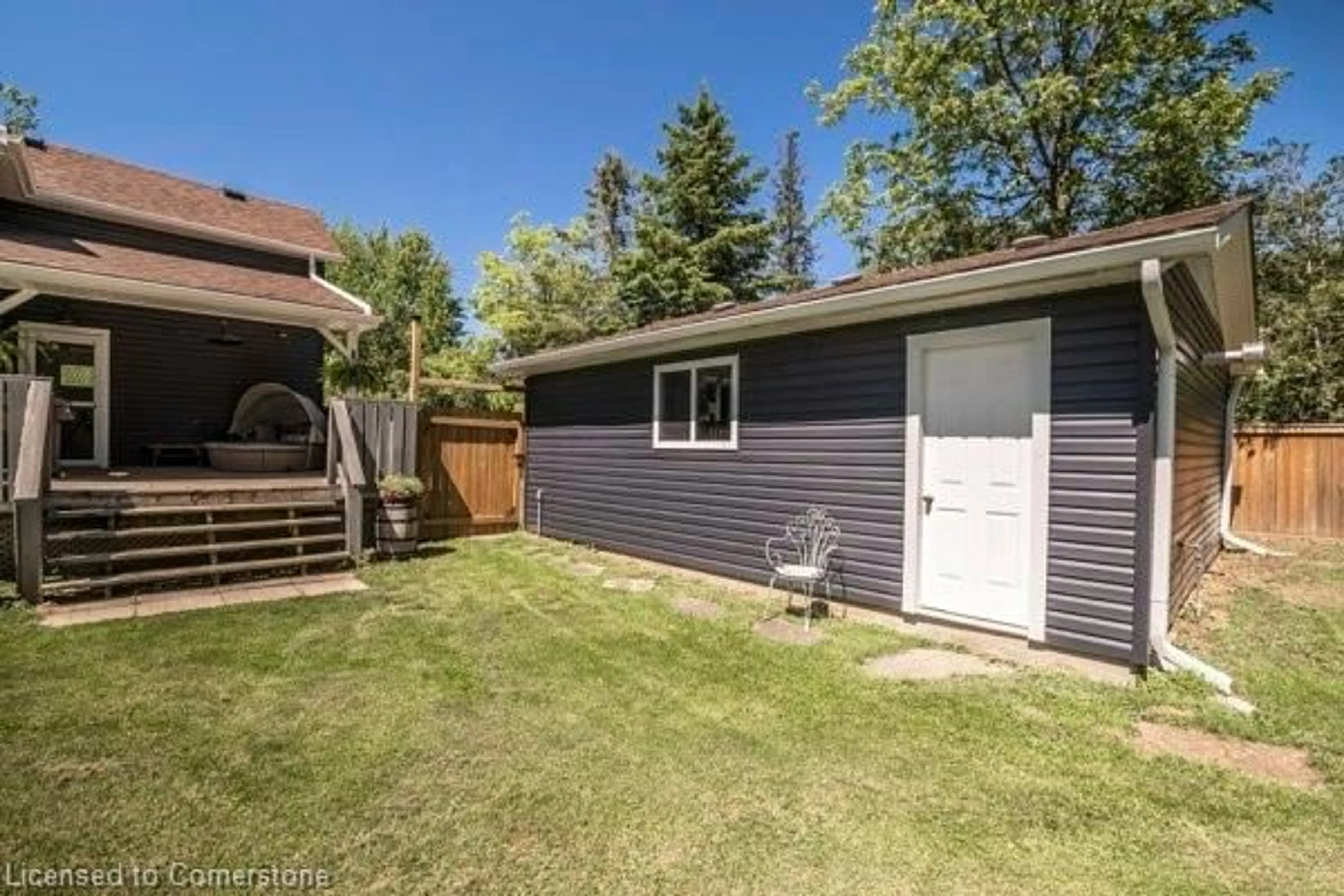 A pic from exterior of the house or condo, the fenced backyard for 707 Conservation Dr, Waterloo Ontario N2J 3Z4