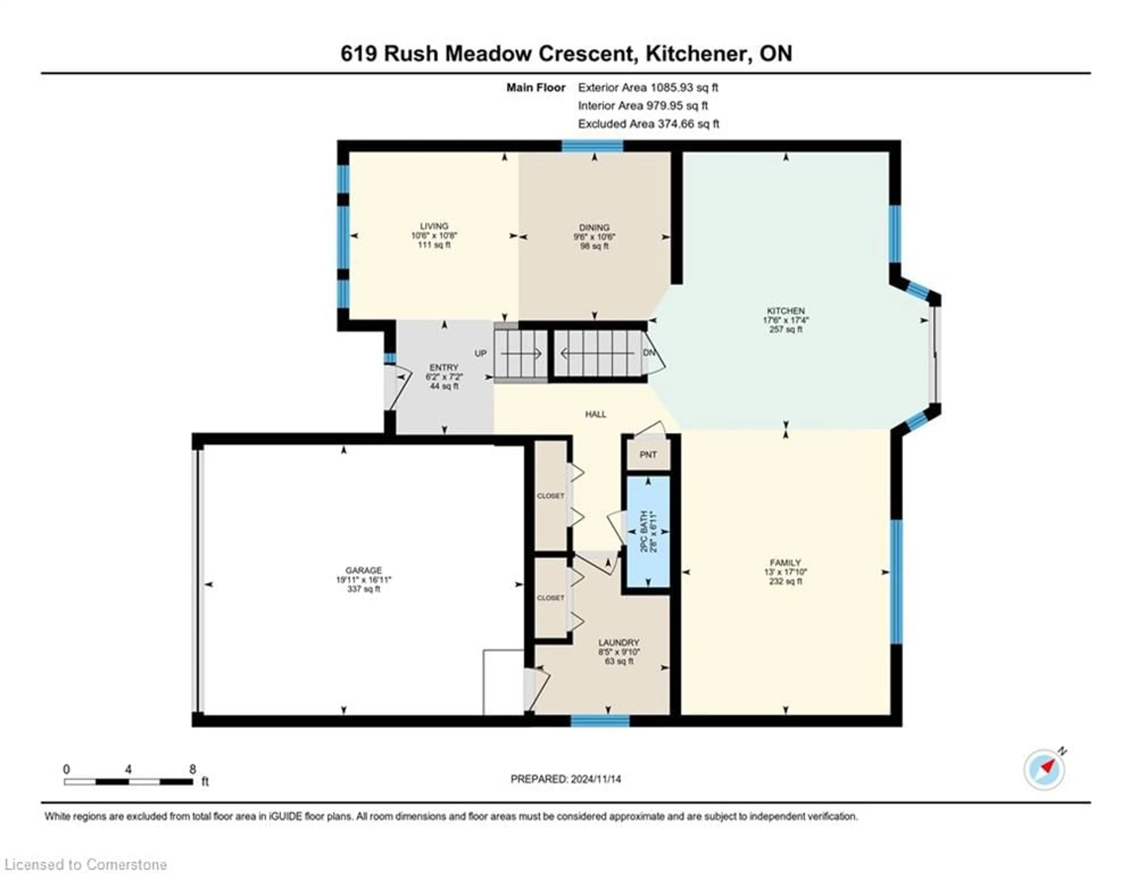 Floor plan for 619 Rush Meadow Cres, Kitchener Ontario N2R 1S9