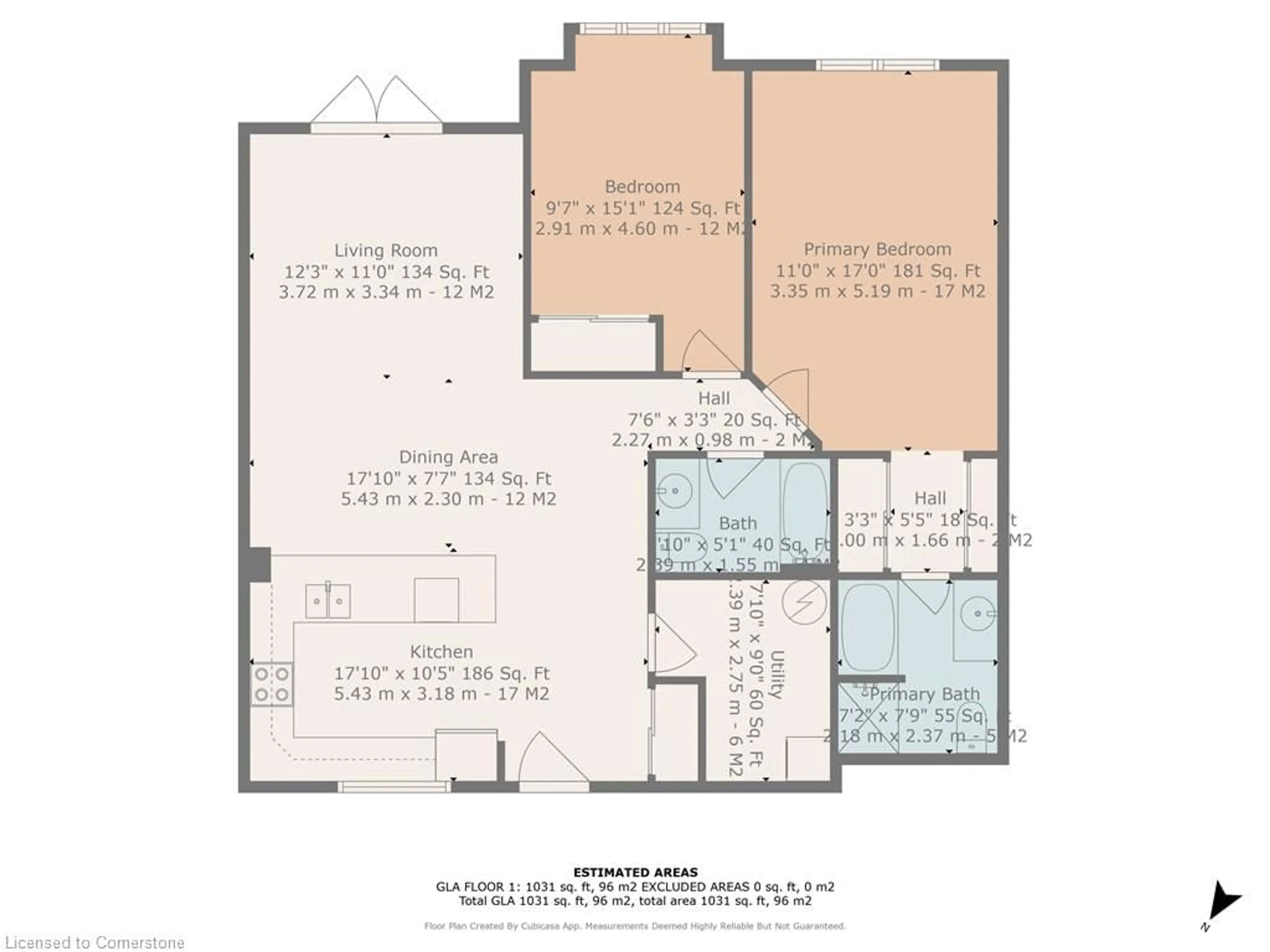 Floor plan for 396 Plains Rd #207, Burlington Ontario L7T 2C8