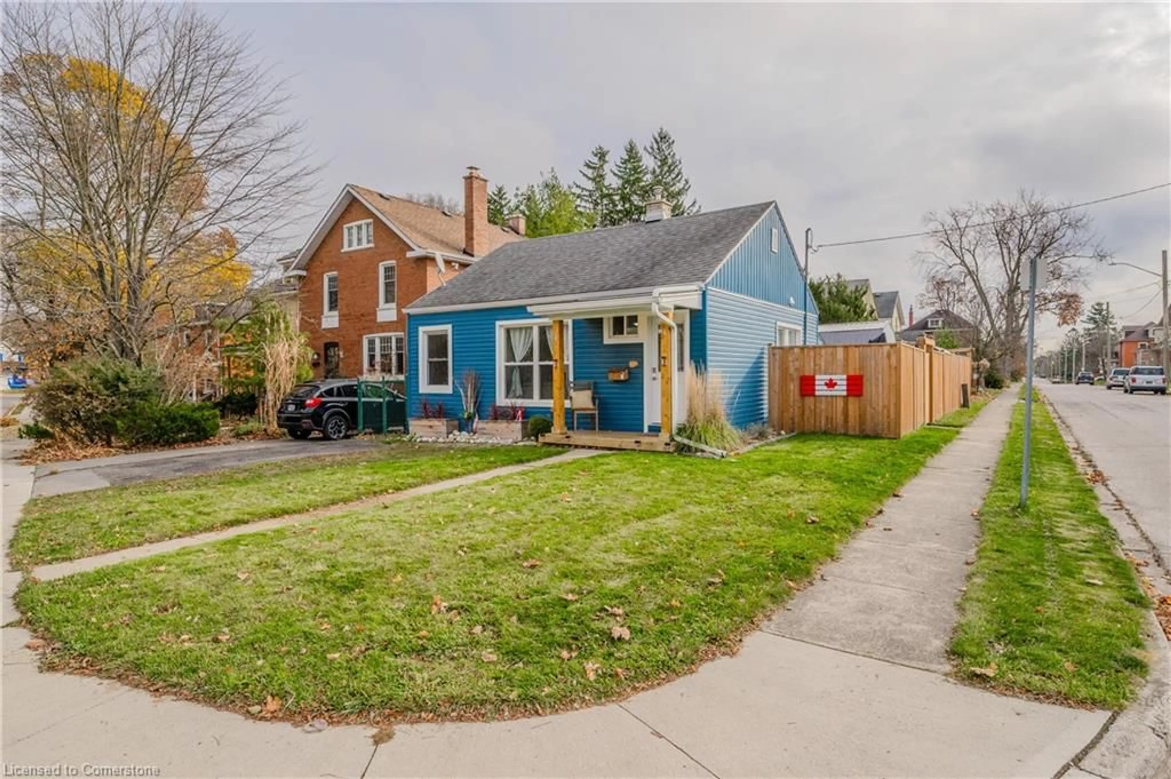 Frontside or backside of a home, the fenced backyard for 357 Dover St, Cambridge Ontario N3H 1L6