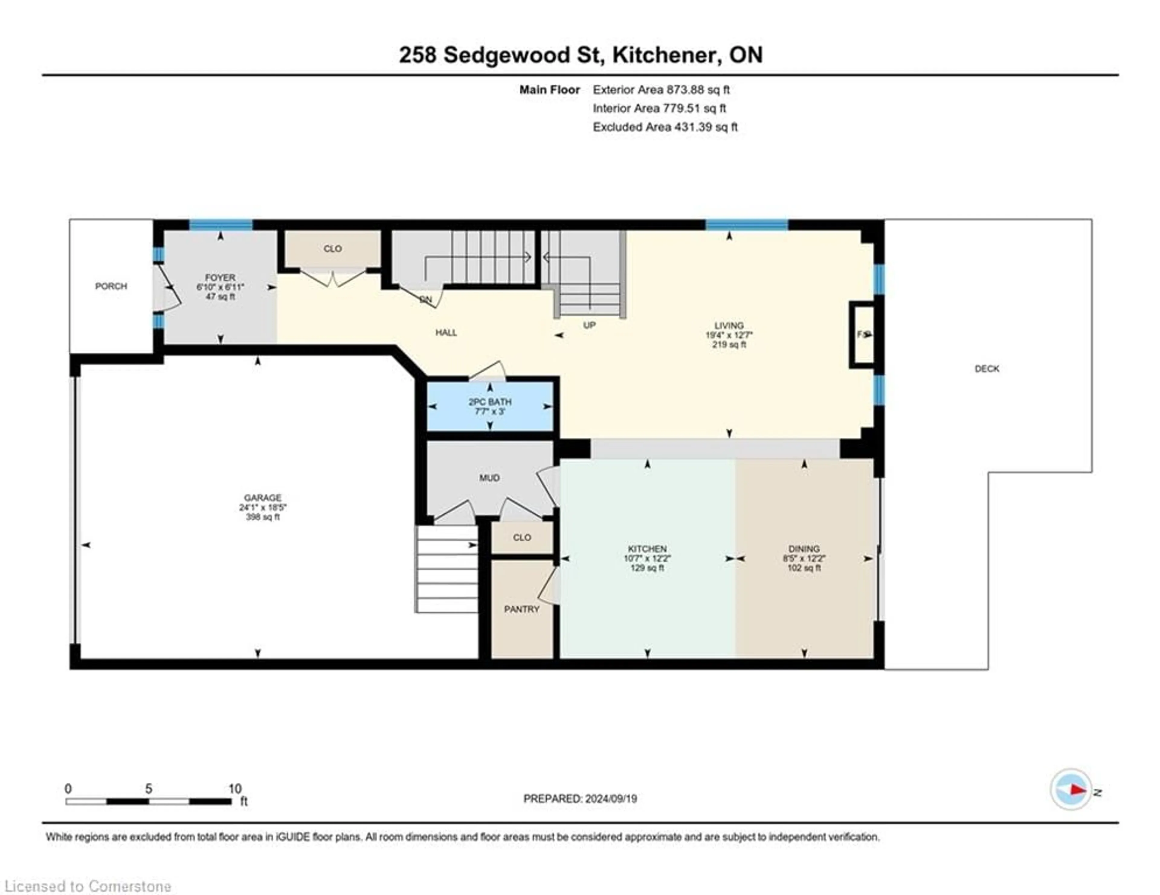 Floor plan for 258 Sedgewood St, Kitchener Ontario N2P 0J6