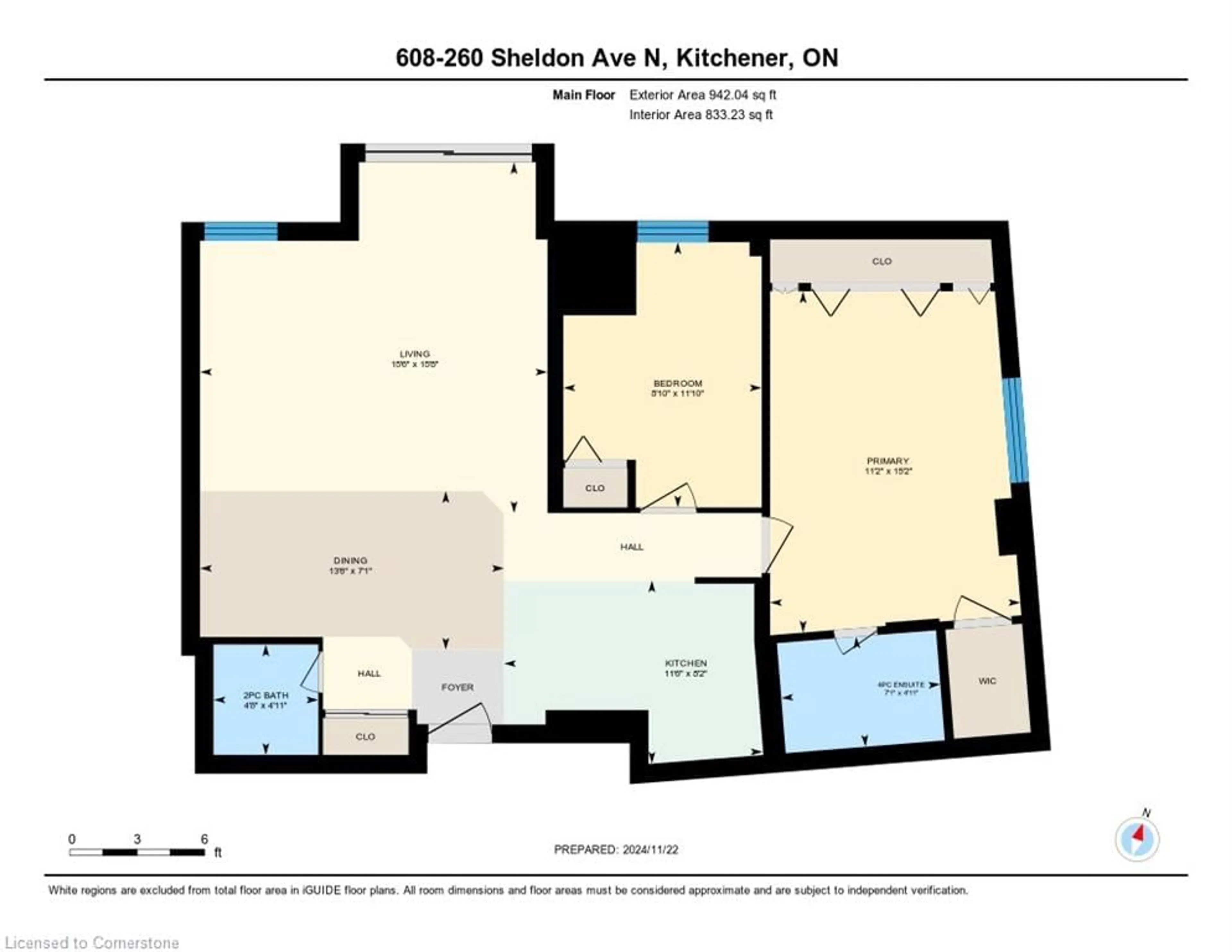 Floor plan for 260 Sheldon Ave #608, Kitchener Ontario N2H 6P2