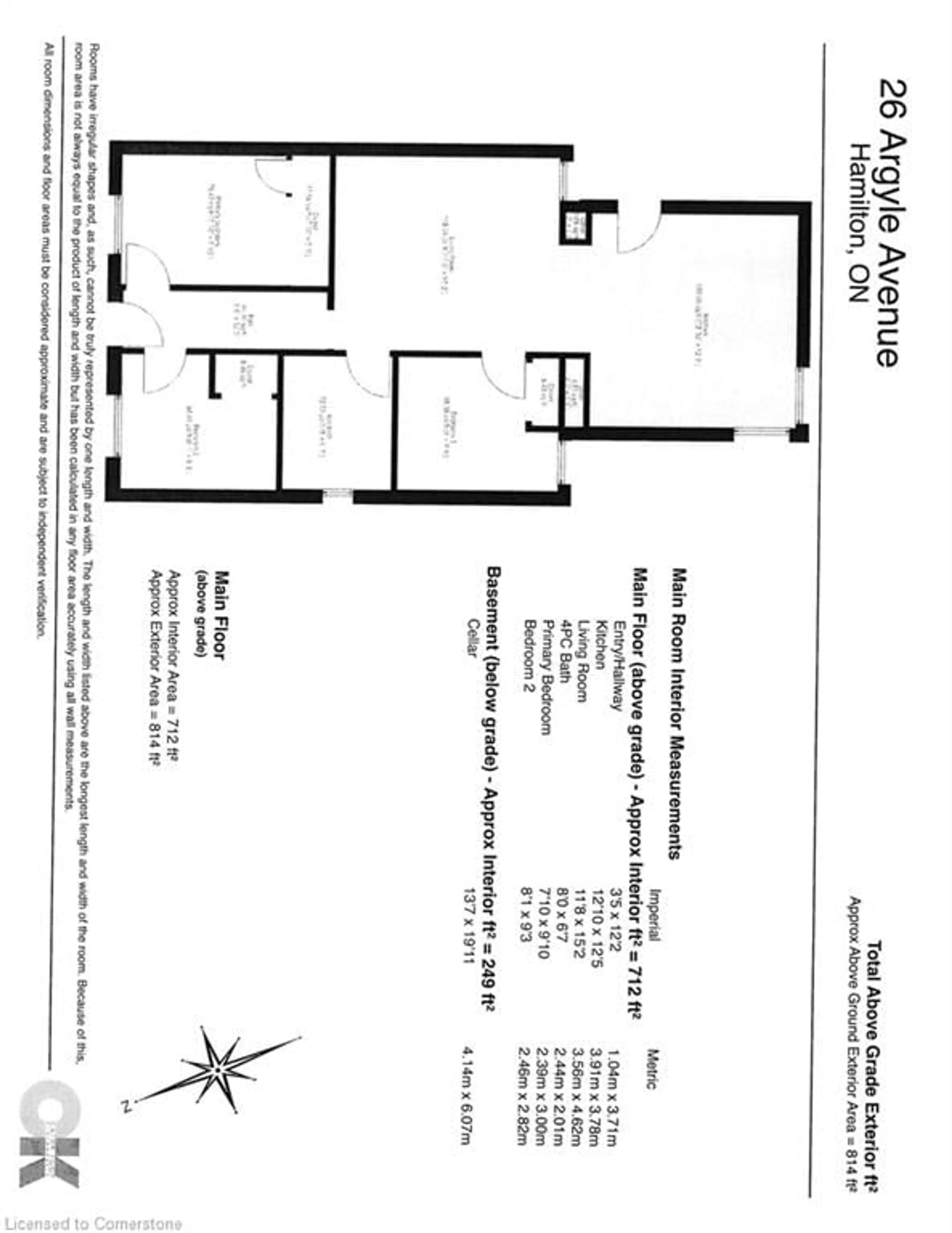 Floor plan for 26 Argyle Ave, Hamilton Ontario L8H 2S6