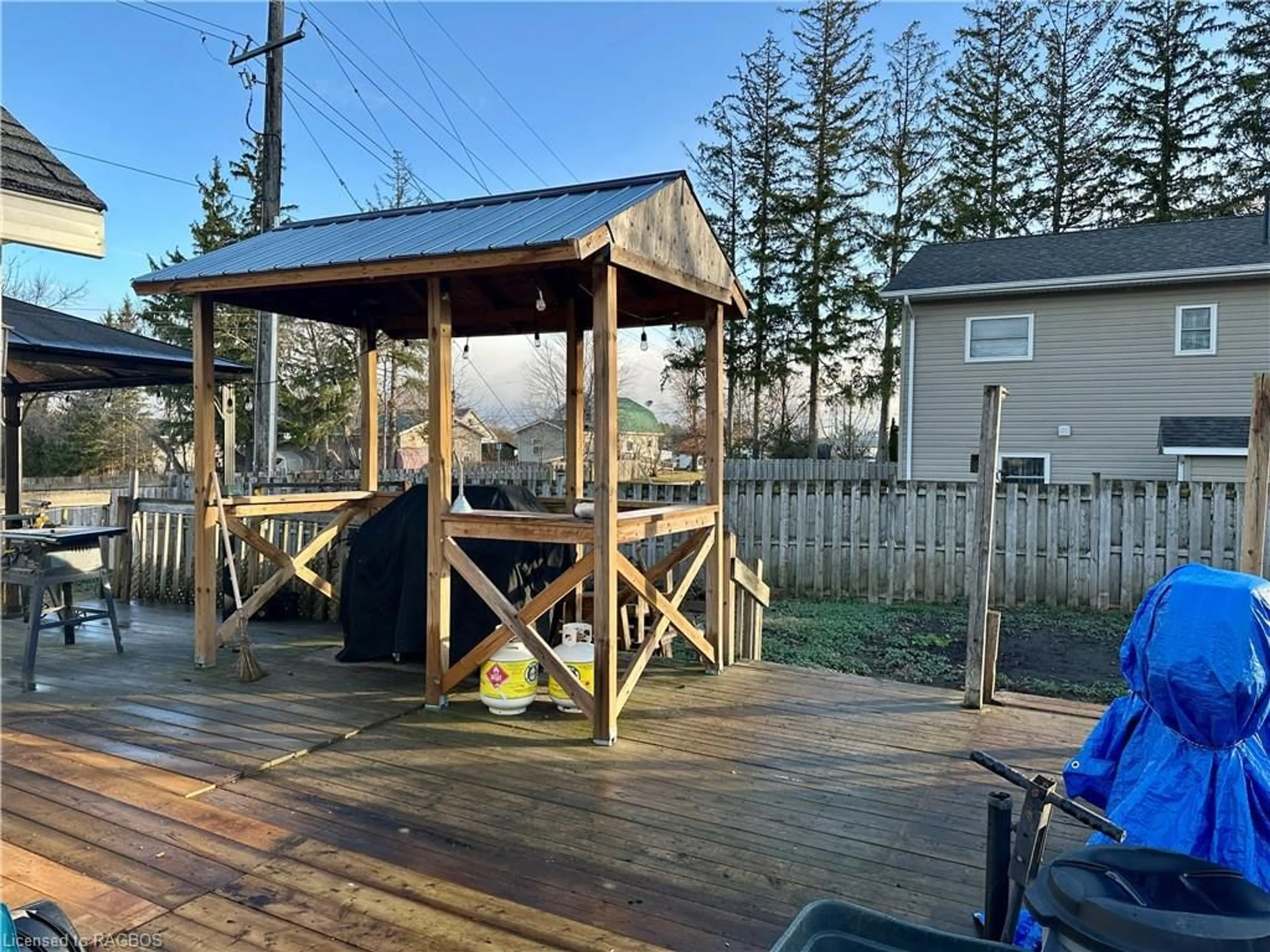 Patio, the fenced backyard for 641 10th Ave, Hanover Ontario N4N 2P6