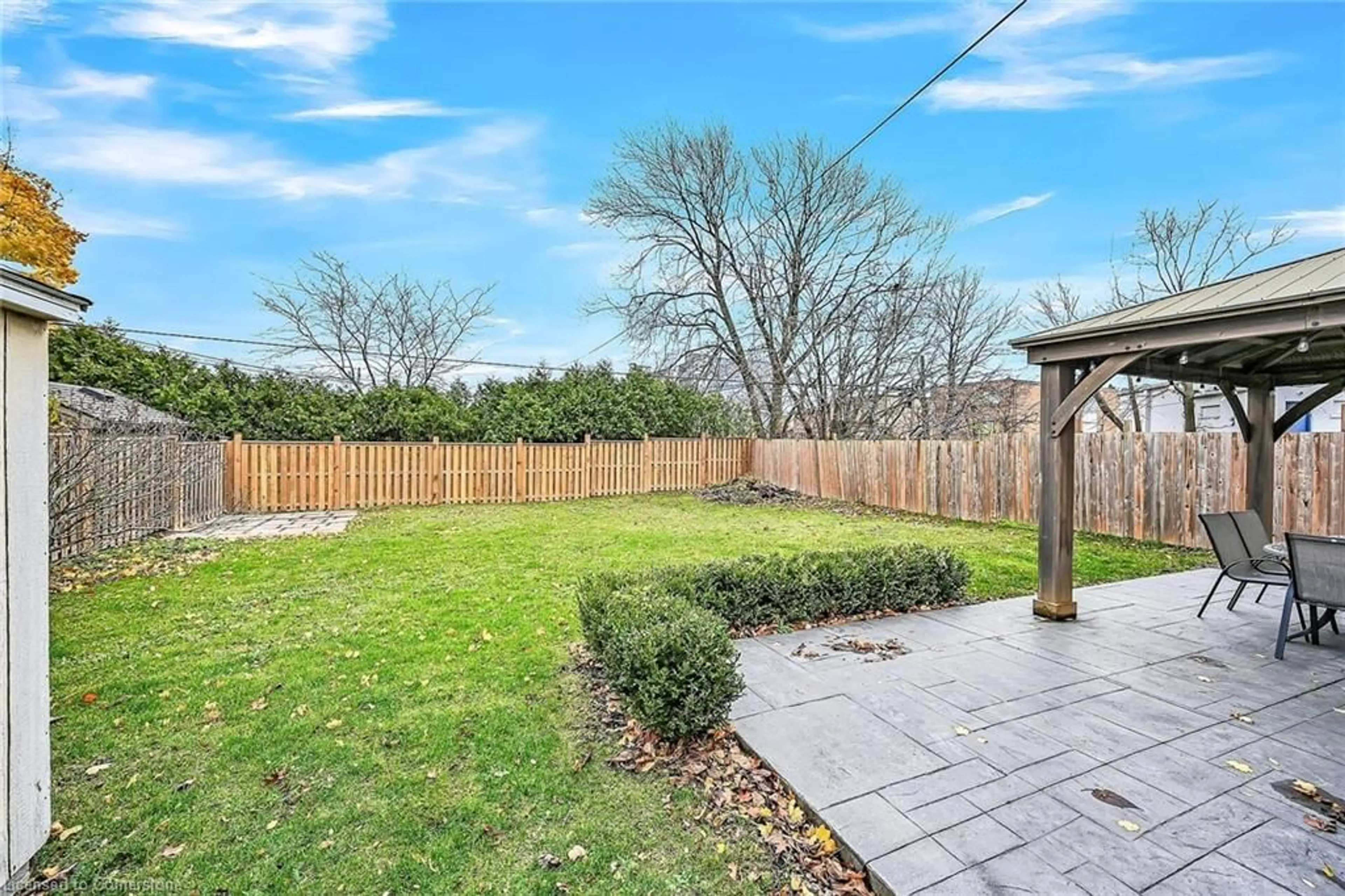 Patio, the fenced backyard for 787 Upper Ottawa St, Hamilton Ontario L8T 3T8