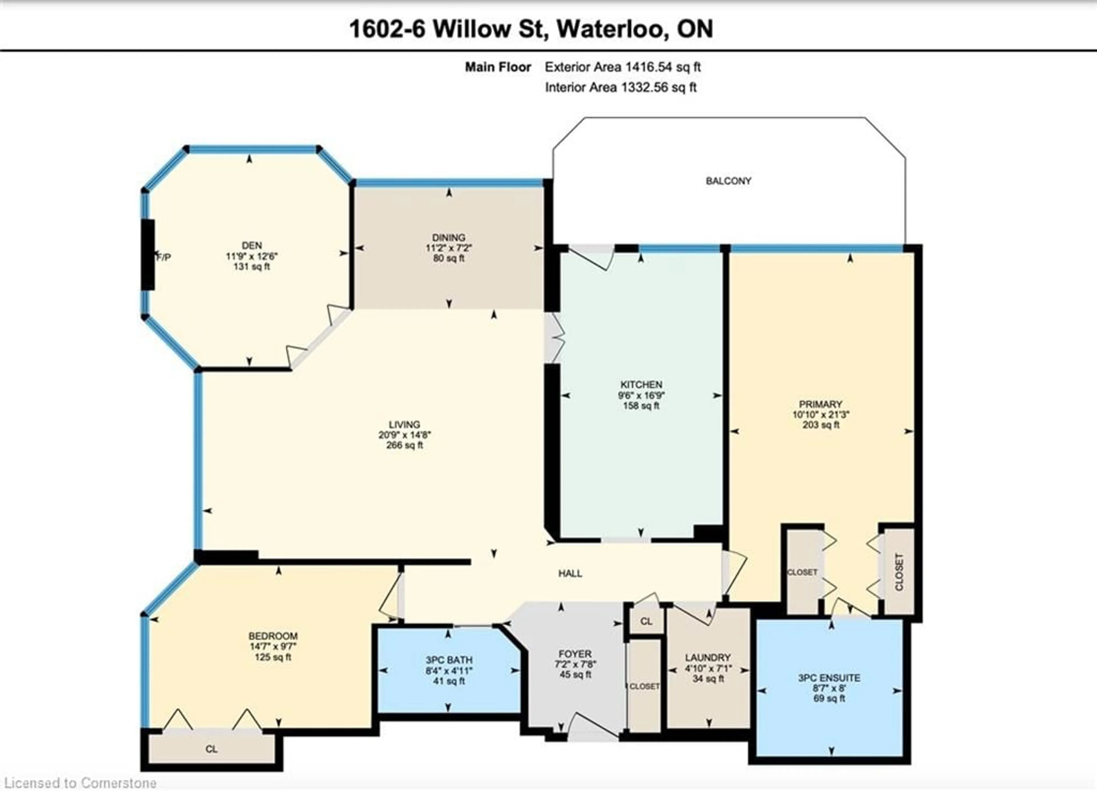 Floor plan for 6 Willow St #1602, Waterloo Ontario N2J 4S3