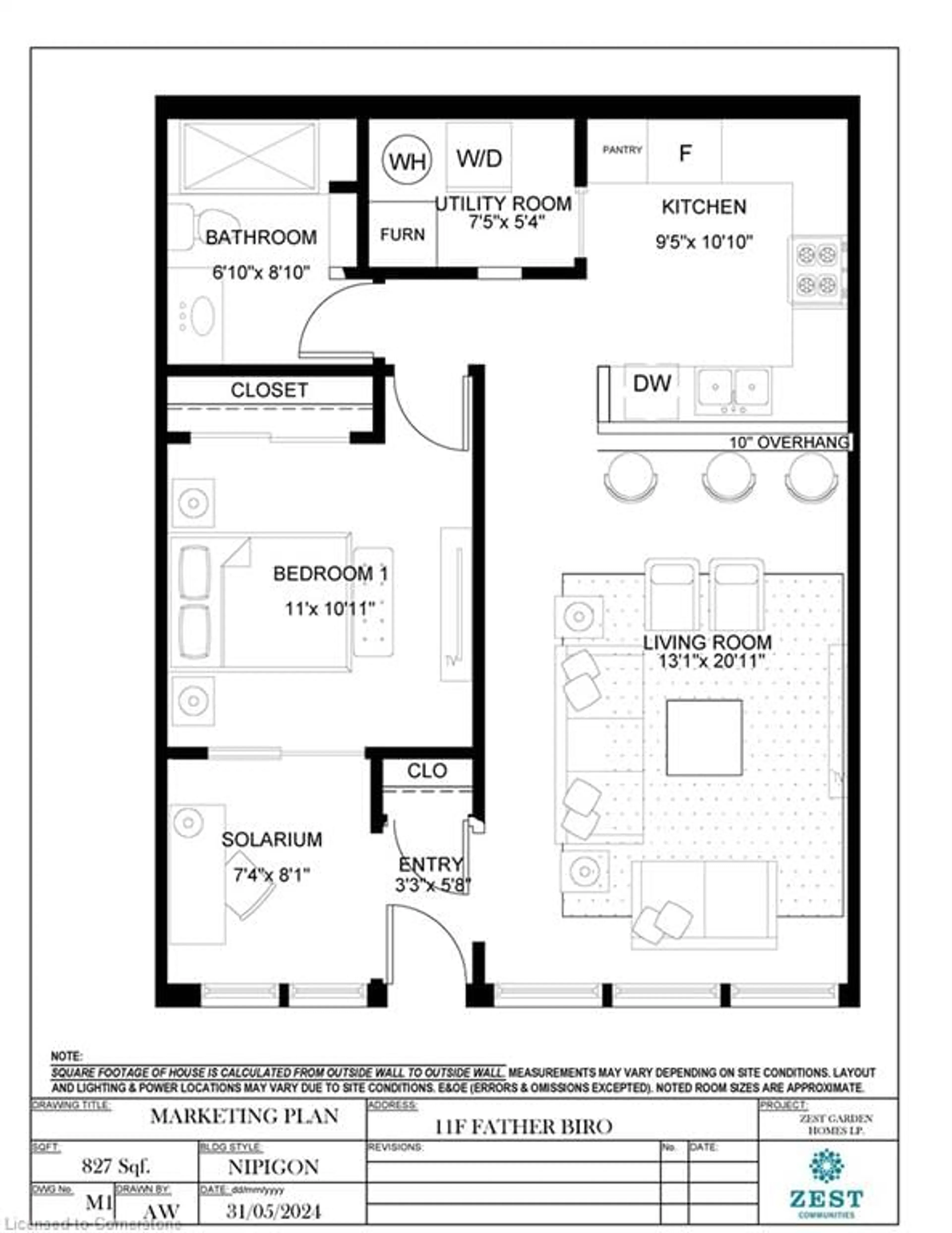 Floor plan for 11F Father Biro Trail, Hamilton Ontario L9B 1T8