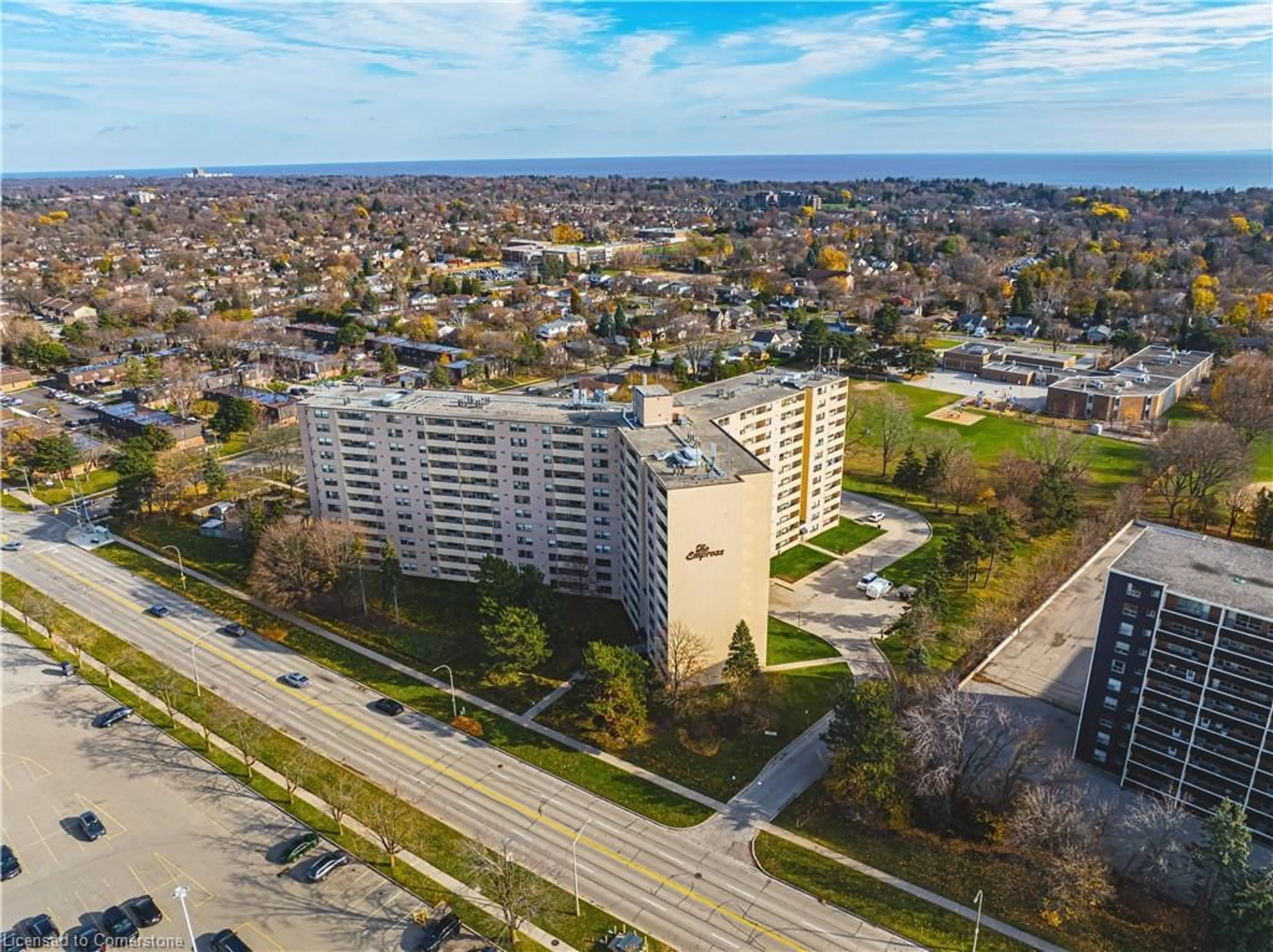 A pic from exterior of the house or condo, the view of city buildings for 700 Dynes Rd #615, Burlington Ontario L7N 3M2