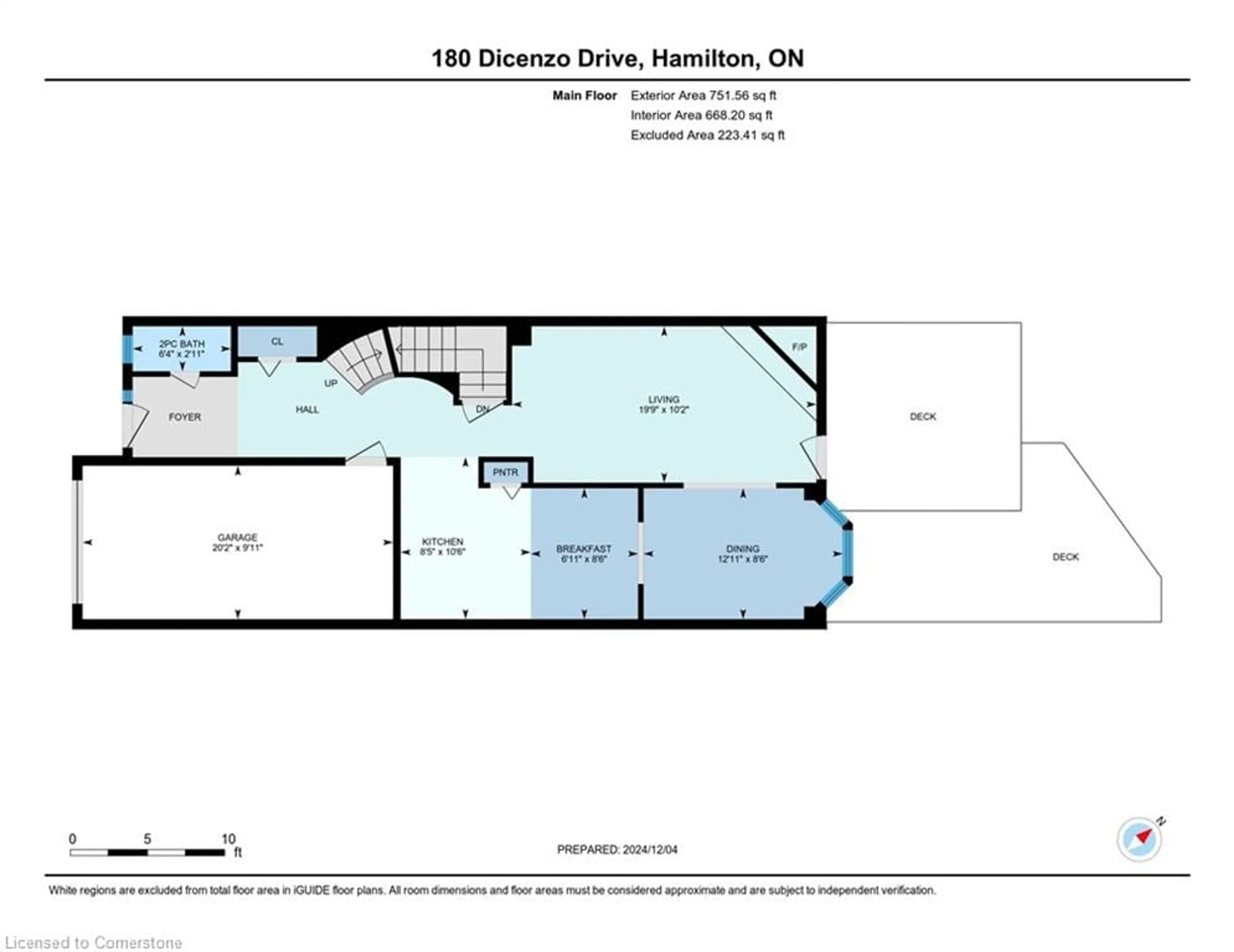 Floor plan for 180 Dicenzo Dr, Hamilton Ontario L9B 2K7