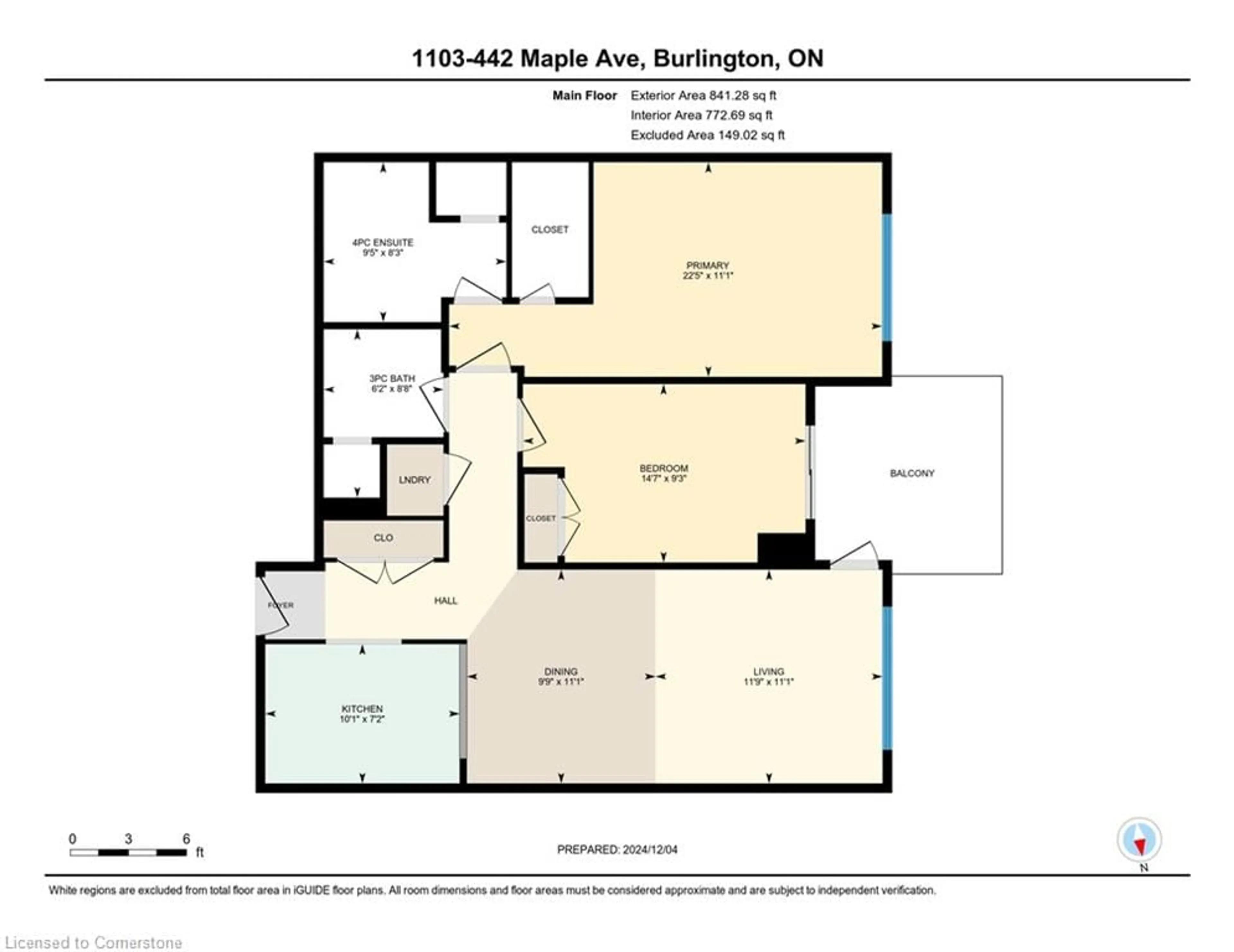 Floor plan for 442 Maple Ave #1103, Burlington Ontario L7S 2L7