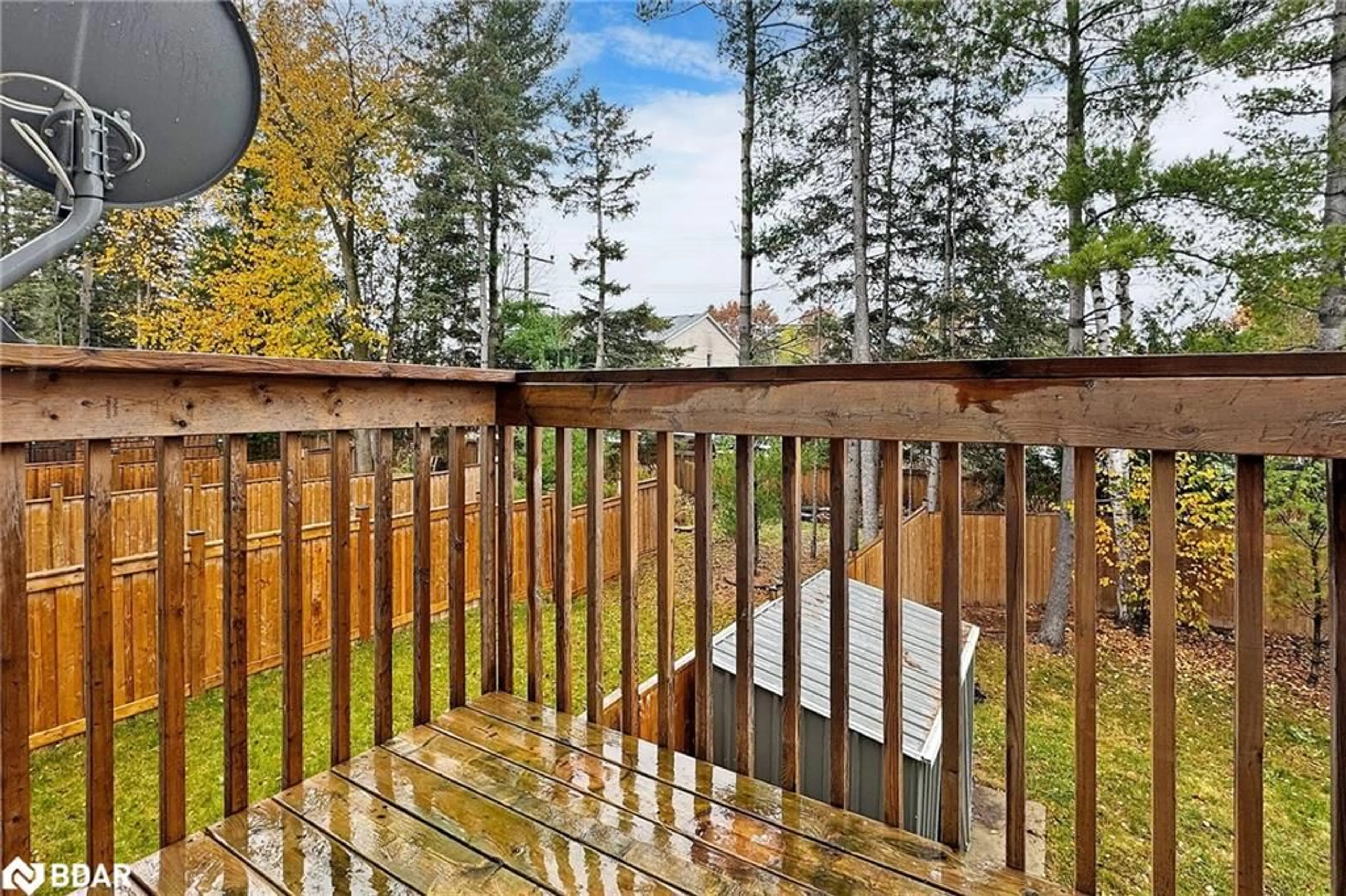 Patio, the fenced backyard for 22 Greenwood Dr, Simcoe Ontario N5A 7L3