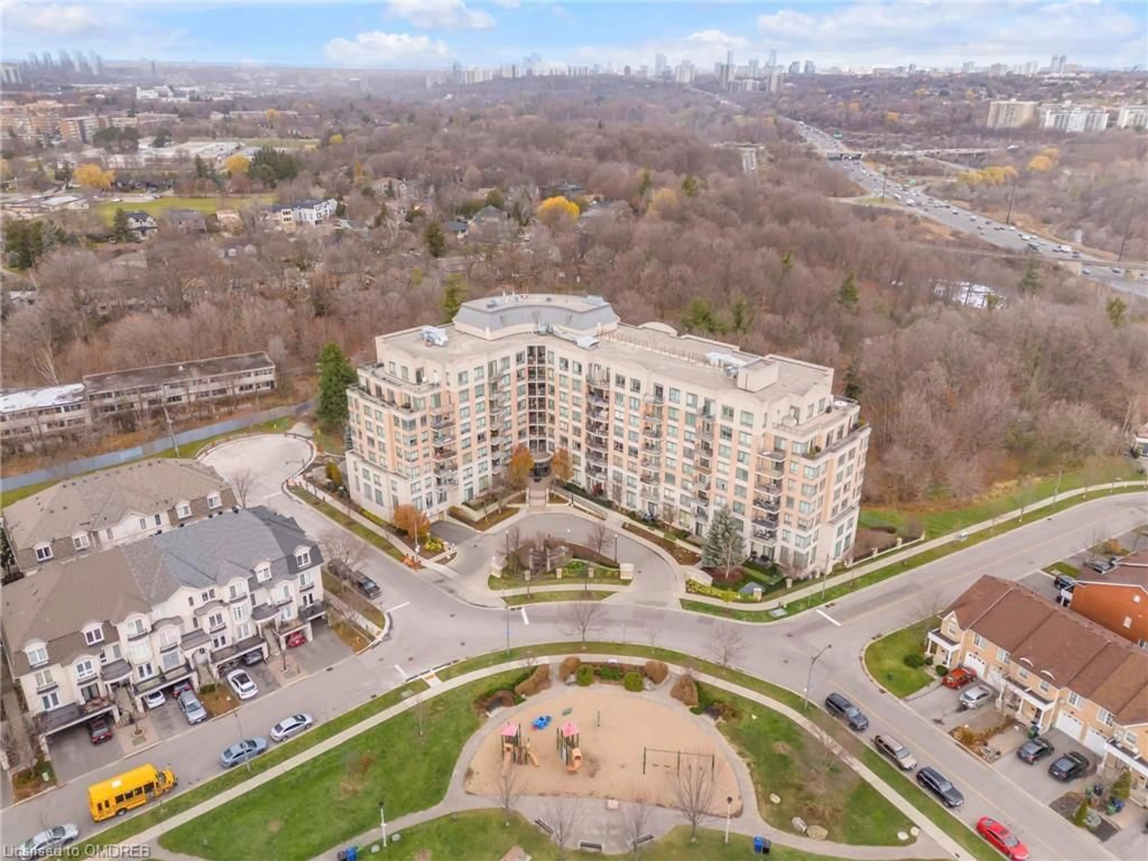 A pic from exterior of the house or condo, the view of city buildings for 16 Dallimore Cir #102, Toronto Ontario M3C 4C4