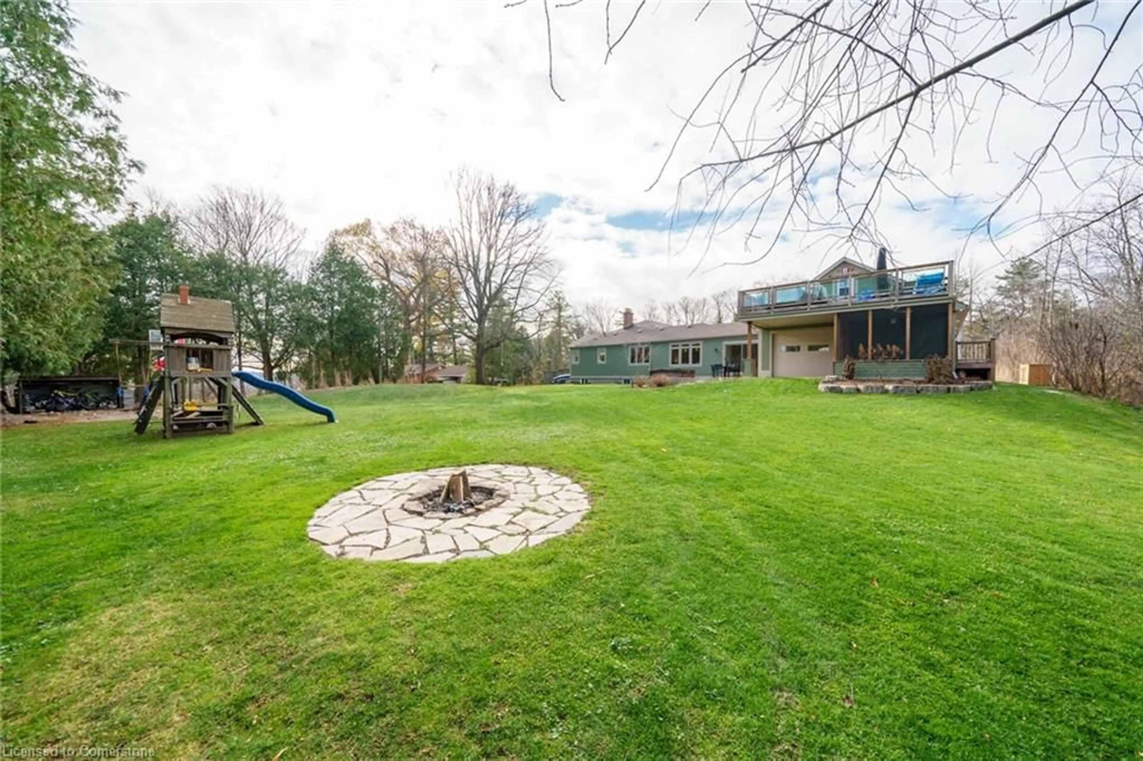 Patio, the fenced backyard for 73 Valley Rd, Dundas Ontario L9H 5S4