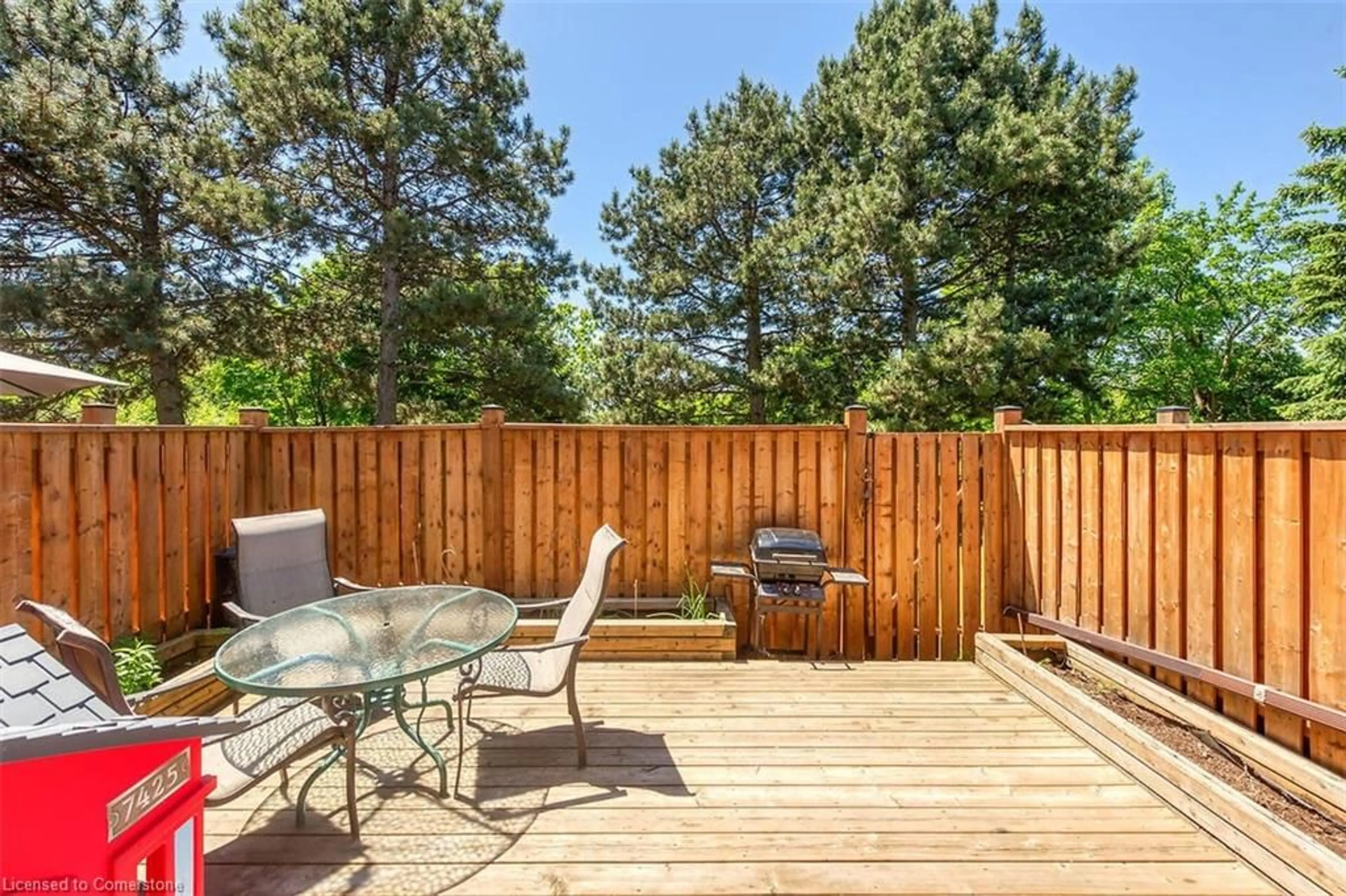 Patio, the fenced backyard for 2200 Glenwood School Dr #42, Burlington Ontario L7R 4H3