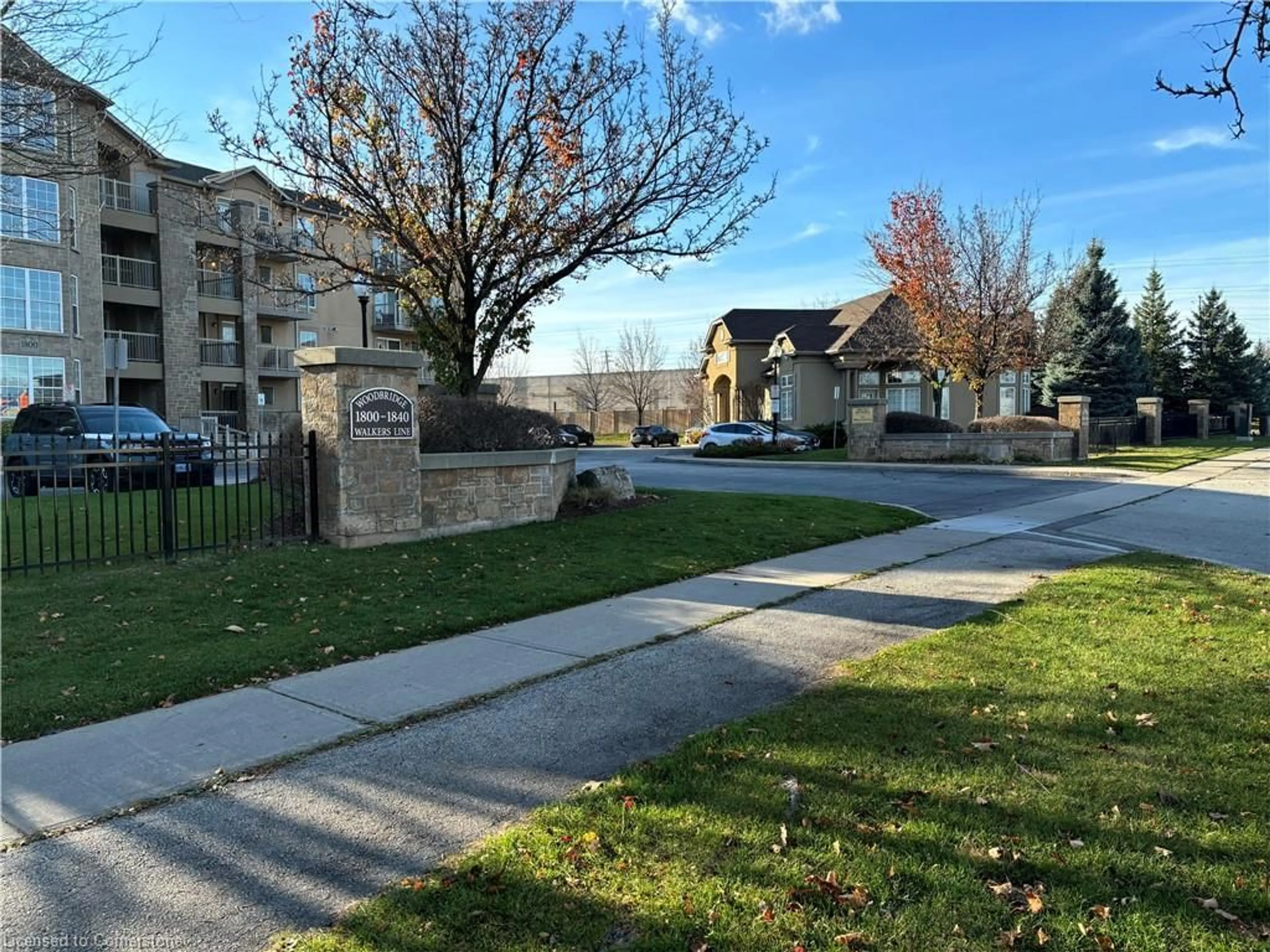 A pic from exterior of the house or condo, the street view for 1810 Walkers Line #303, Burlington Ontario L7M 4V3