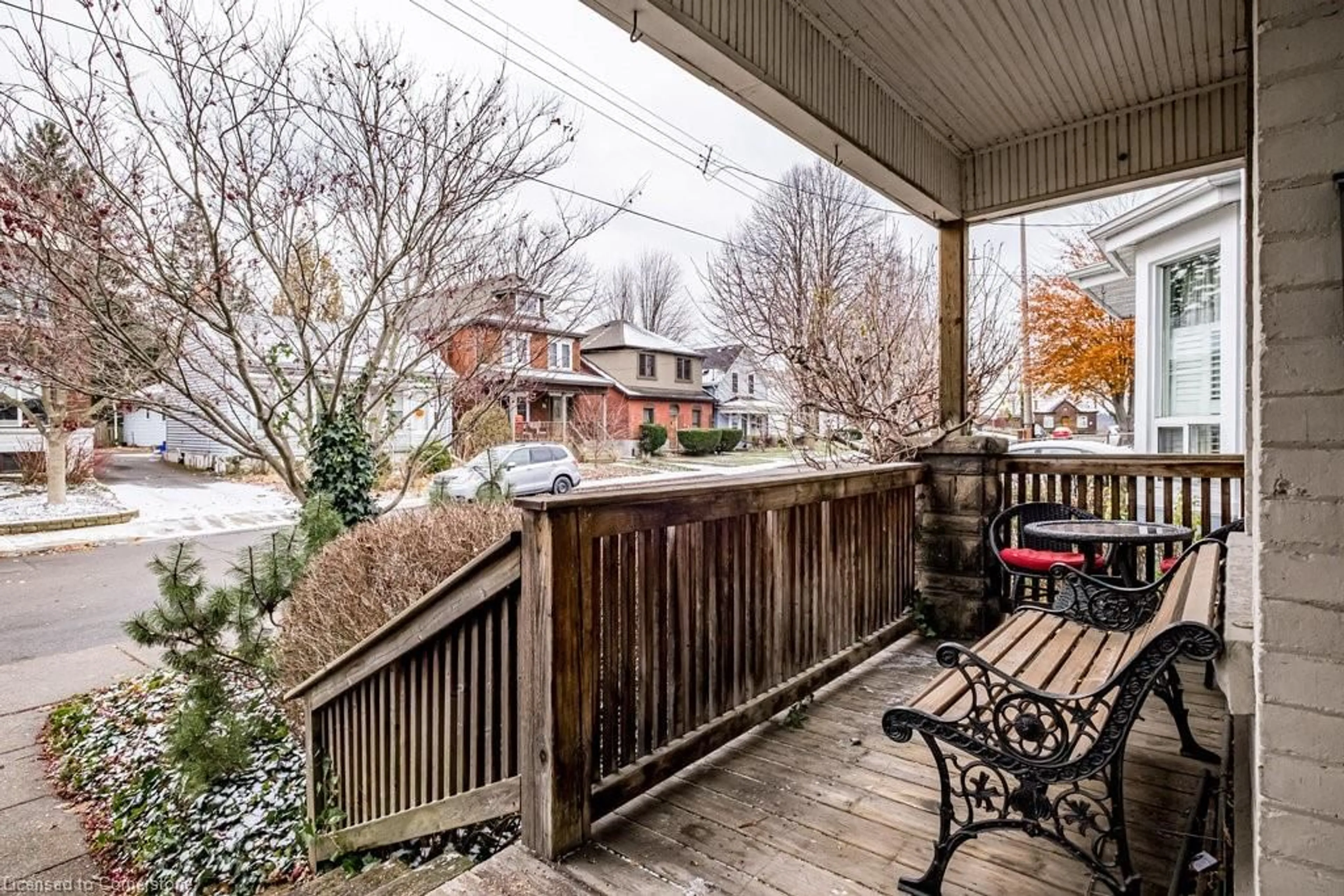 Patio, the fenced backyard for 48 Macaulay St, Hamilton Ontario L8L 1E7