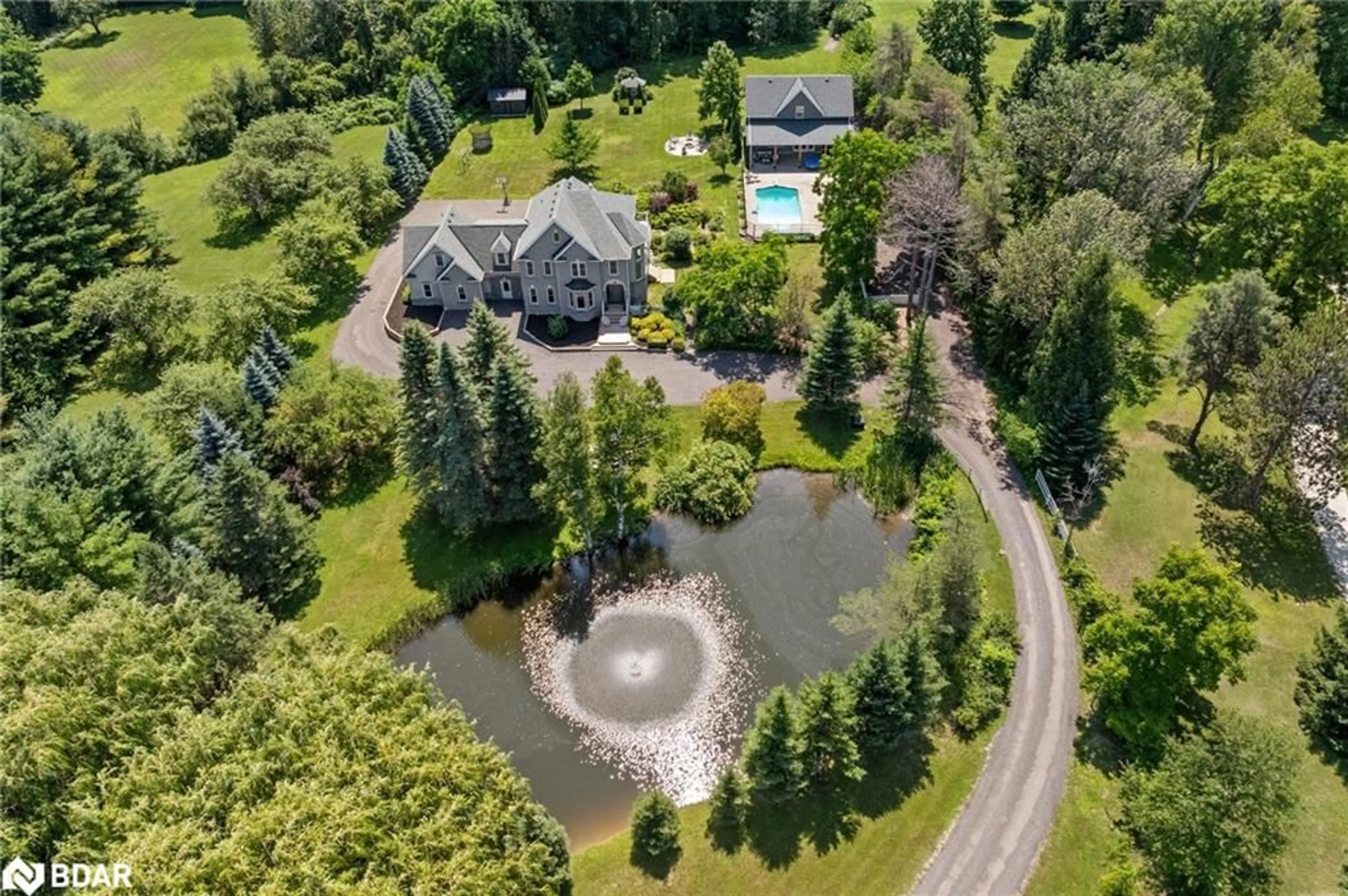 A pic from outside/outdoor area/front of a property/back of a property/a pic from drone, water/lake/river/ocean view for 7833 Poplar Sideroad, Clearview Ontario L9Y 5N4