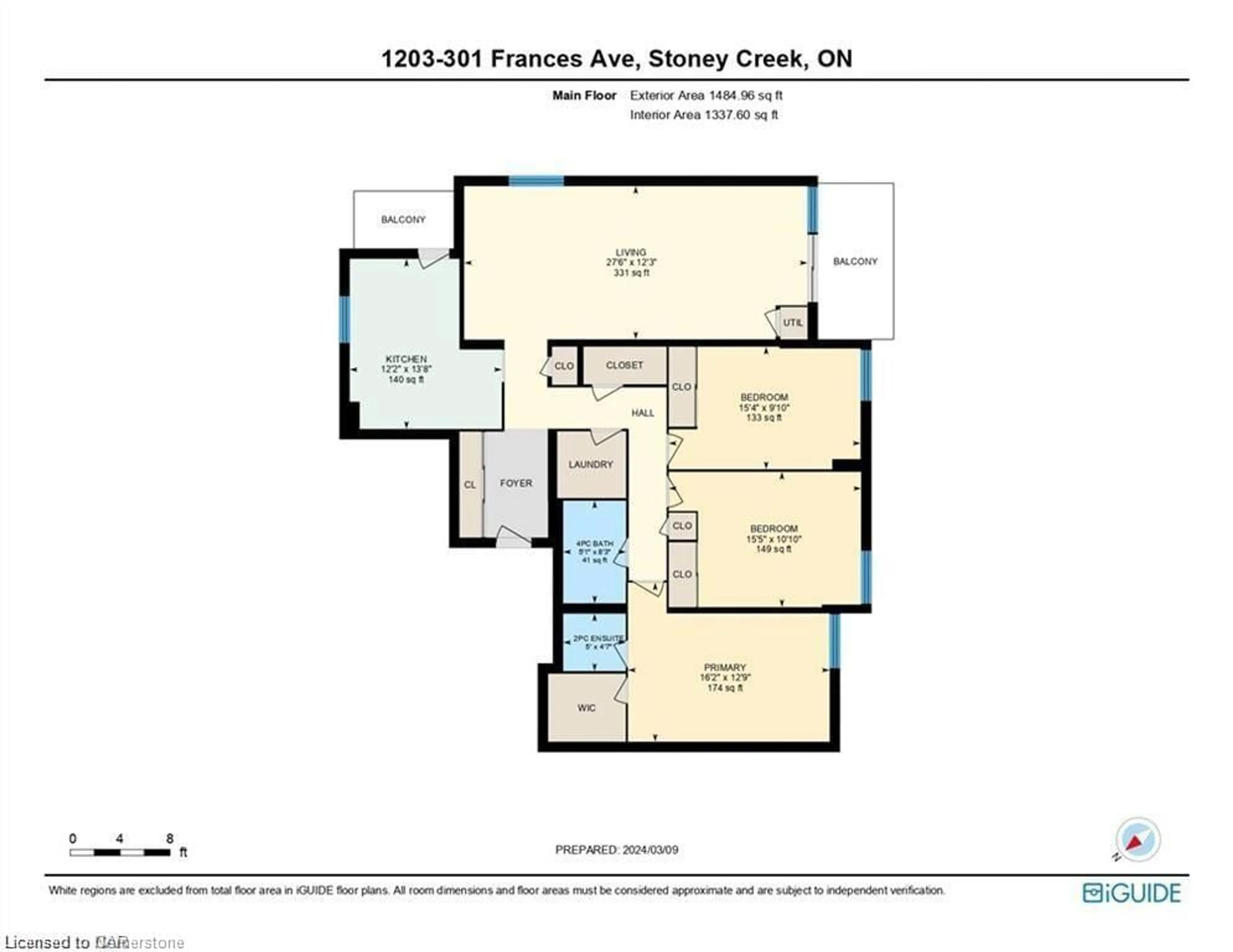 Floor plan for 301 Frances Ave #1203, Stoney Creek Ontario L8E 3W6