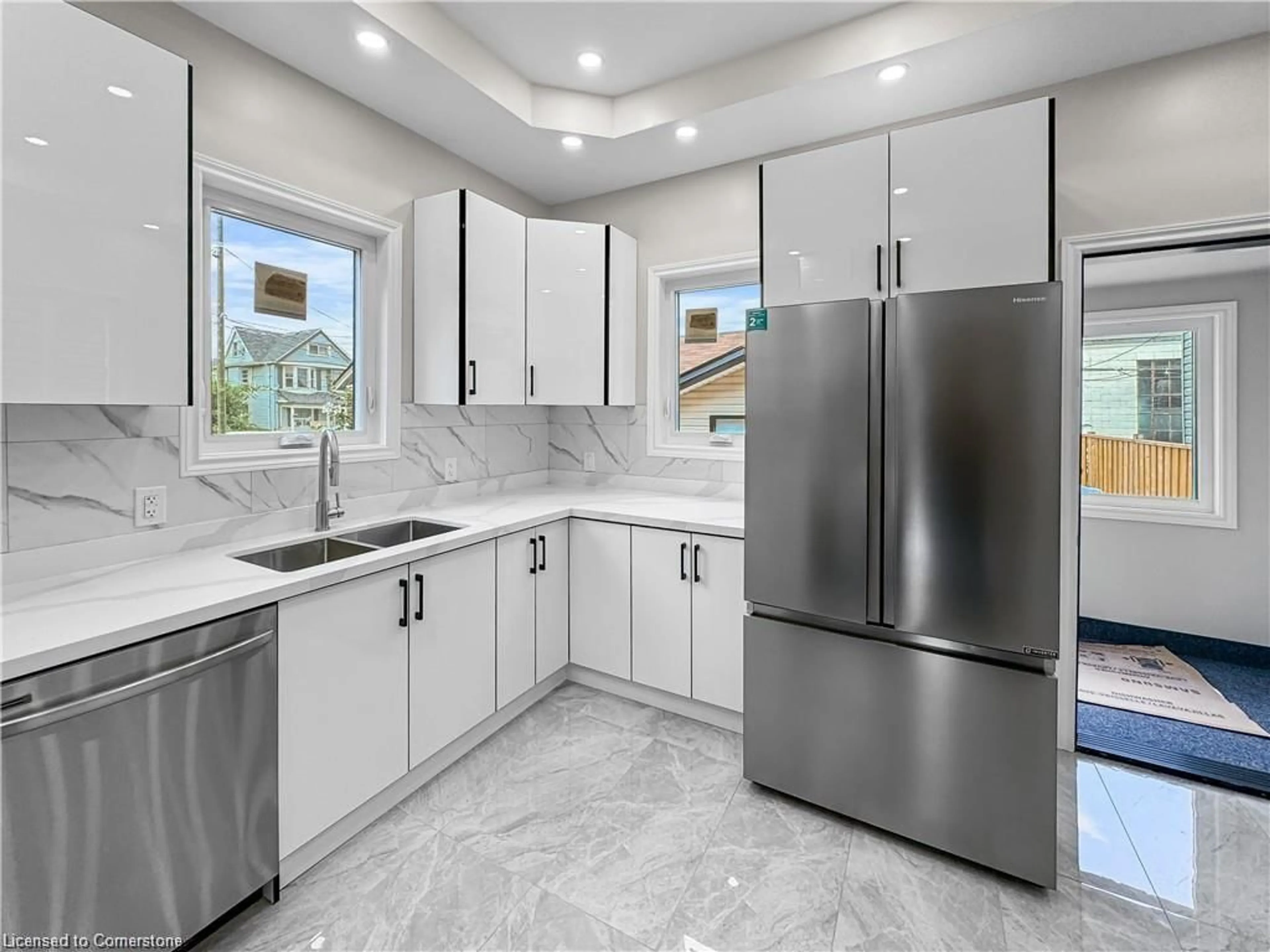 Contemporary kitchen, ceramic floors for 57 Princess St, Hamilton Ontario L8L 3K8