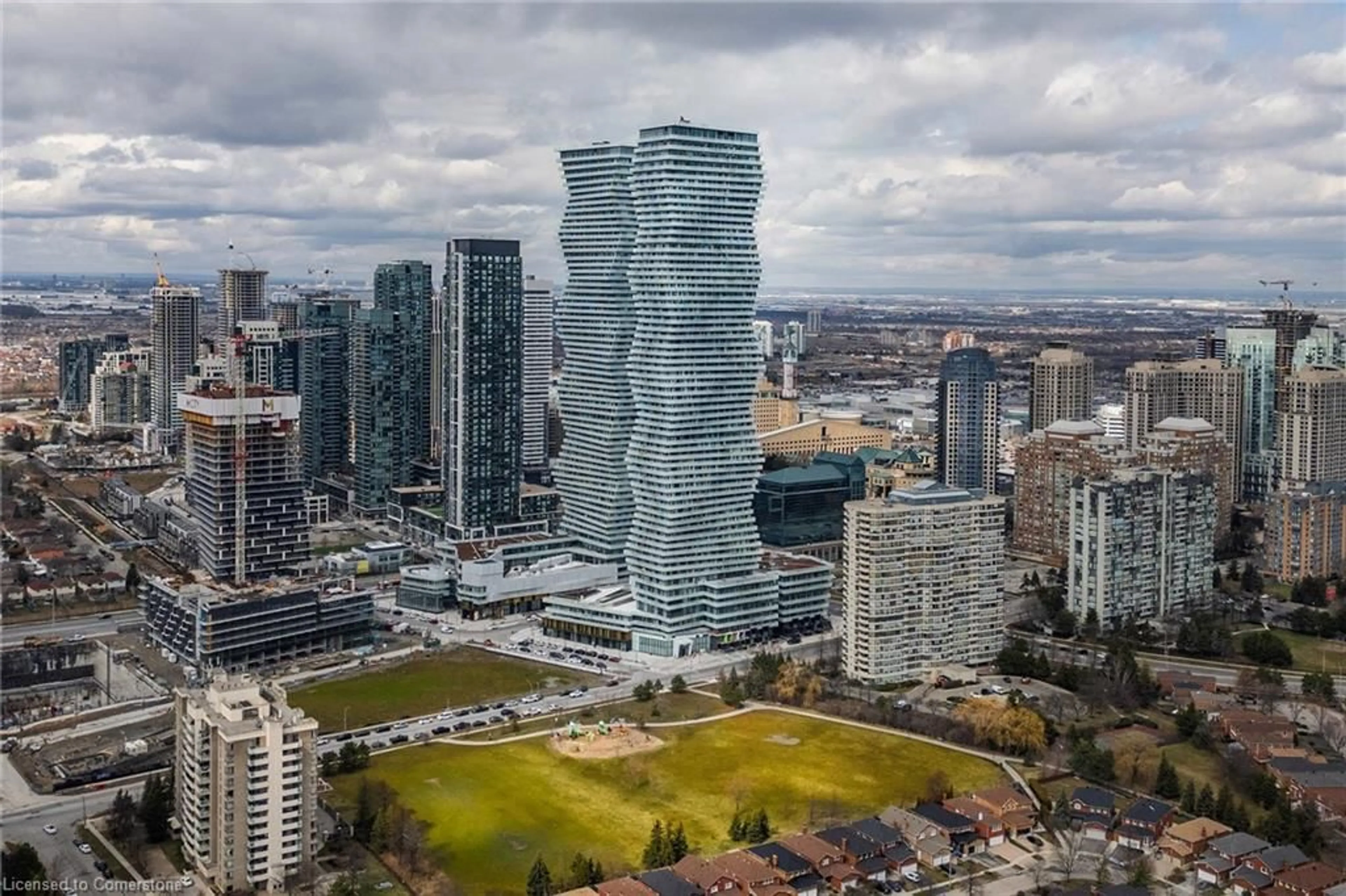 A pic from outside/outdoor area/front of a property/back of a property/a pic from drone, city buildings view from balcony for 3883 Quartz Rd #5806, Mississauga Ontario L5B 0M4