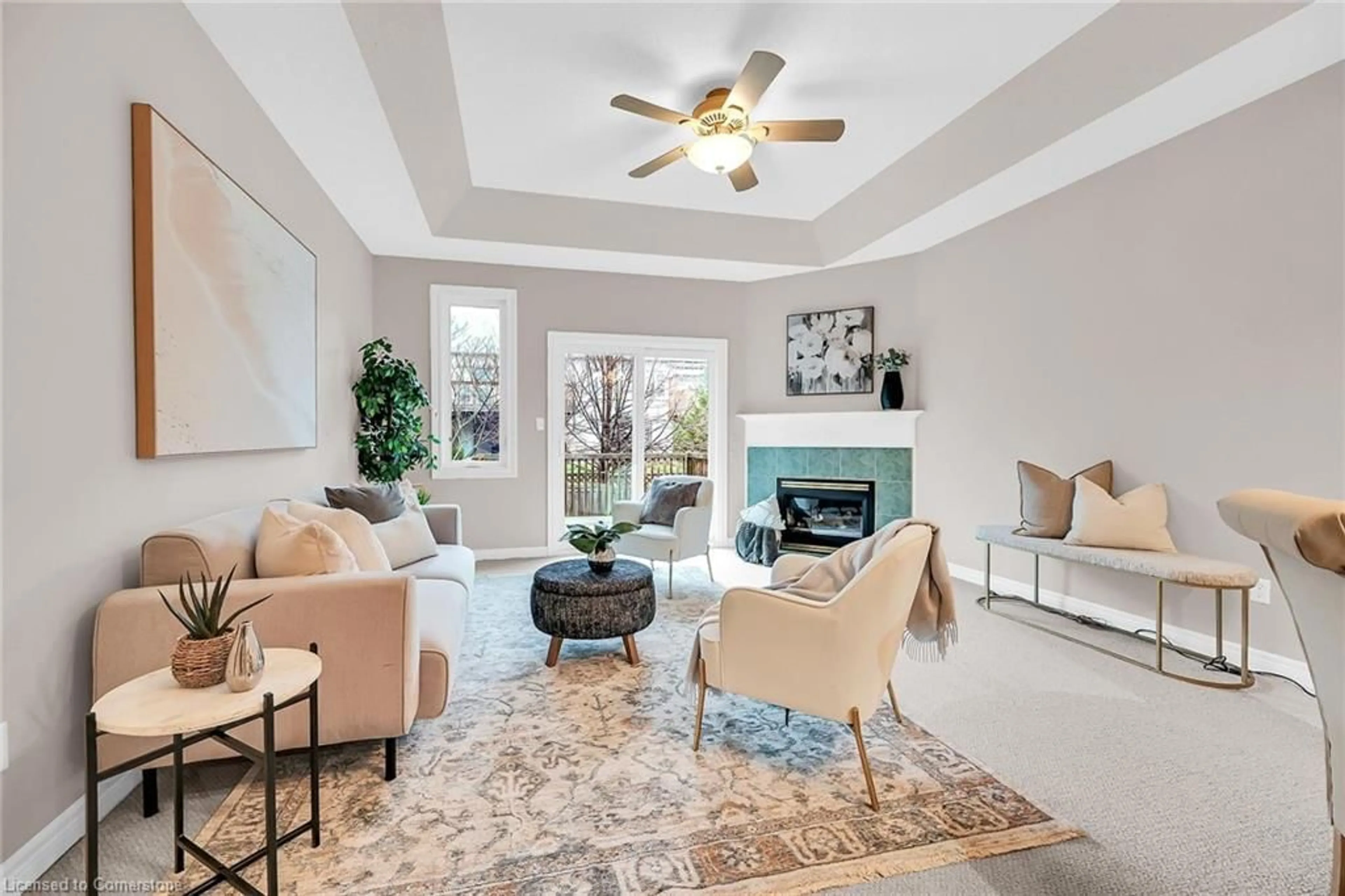 Living room with furniture, ceramic/tile floor for 54 Greentrail Dr, Mount Hope Ontario L0R 1W0