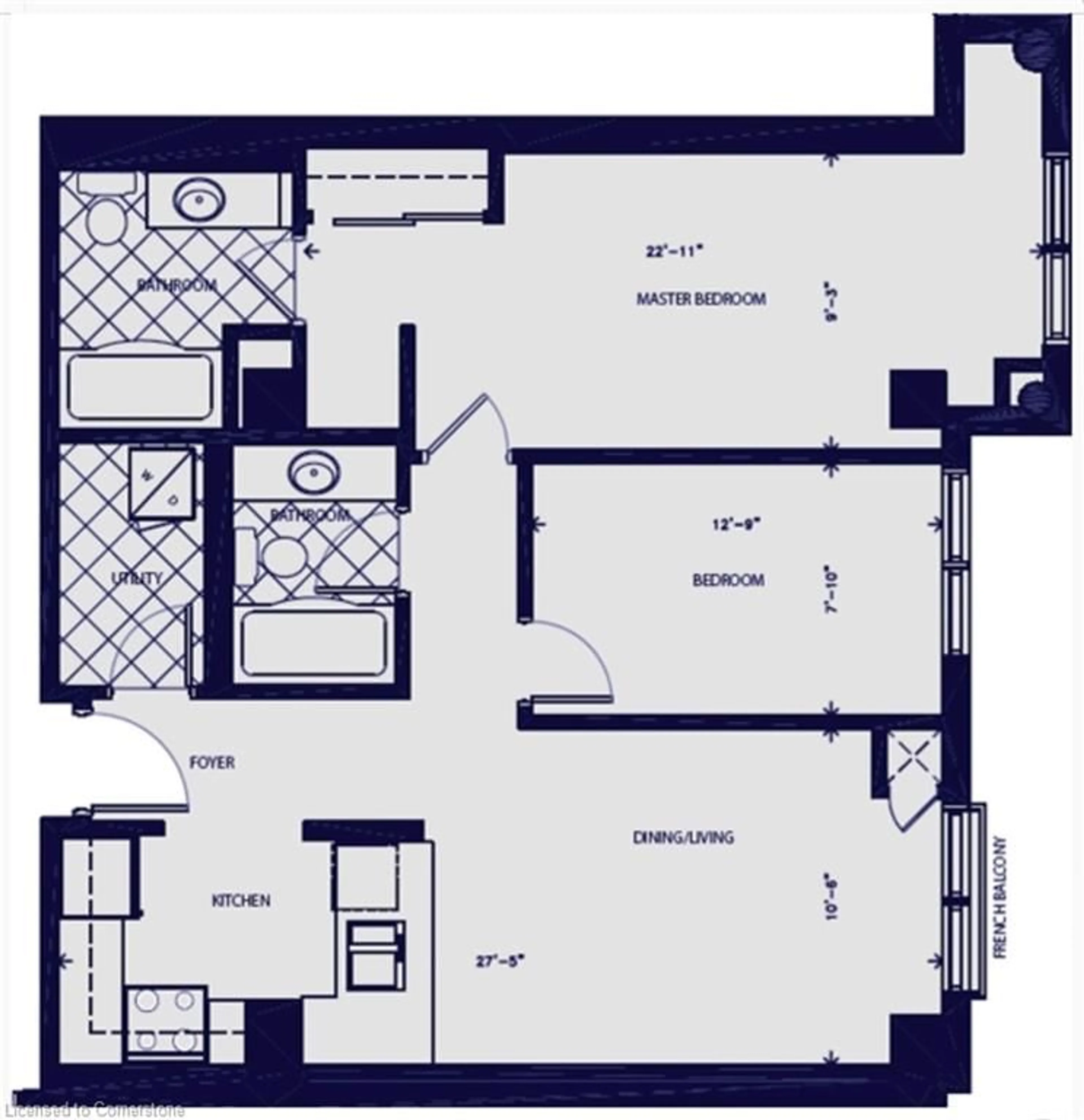 Floor plan for 135 James St #1206, Hamilton Ontario L8P 2Z6