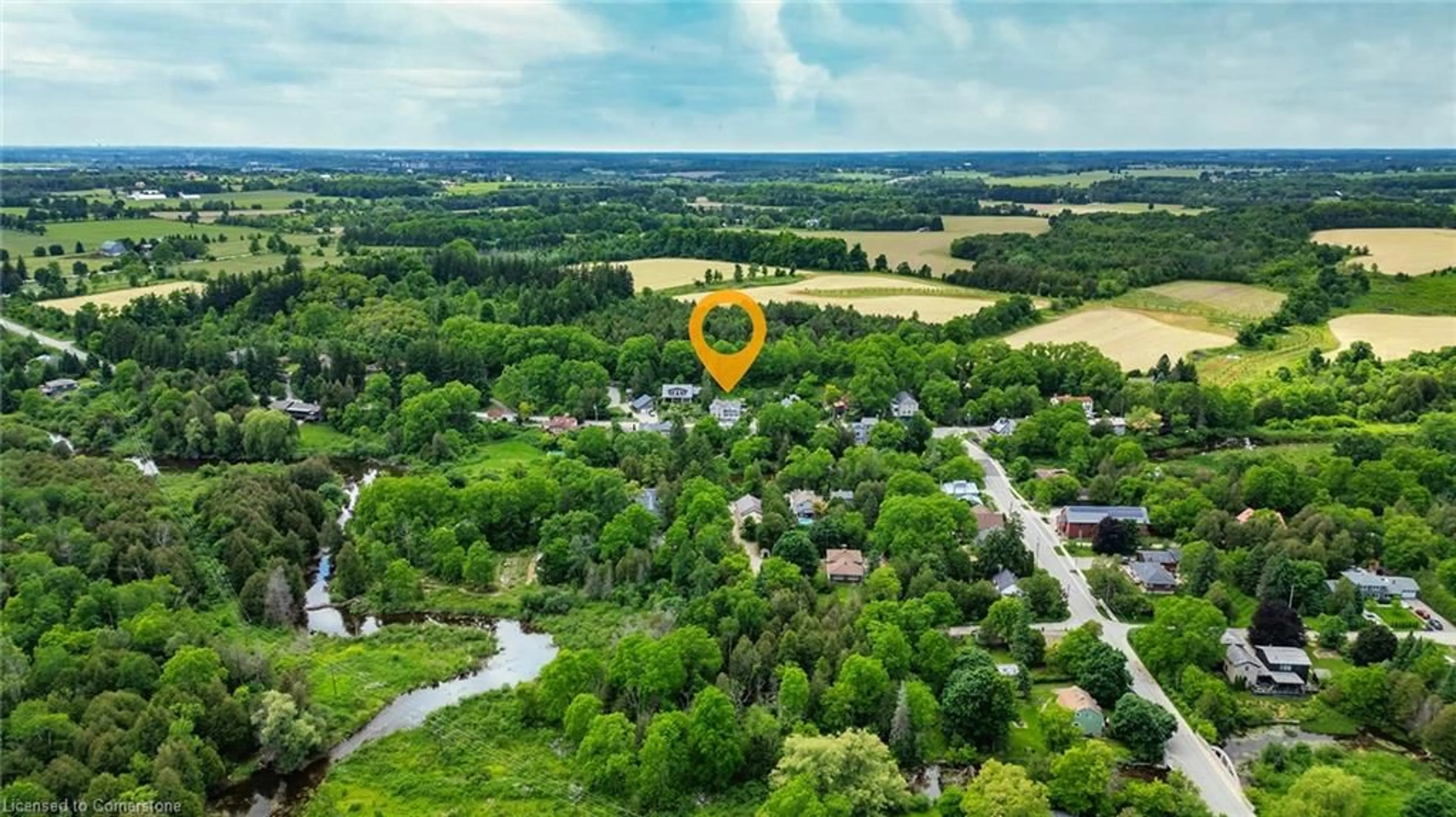 A pic from outside/outdoor area/front of a property/back of a property/a pic from drone, water/lake/river/ocean view for 204 Barden St, Eden Mills Ontario N0B 1P0