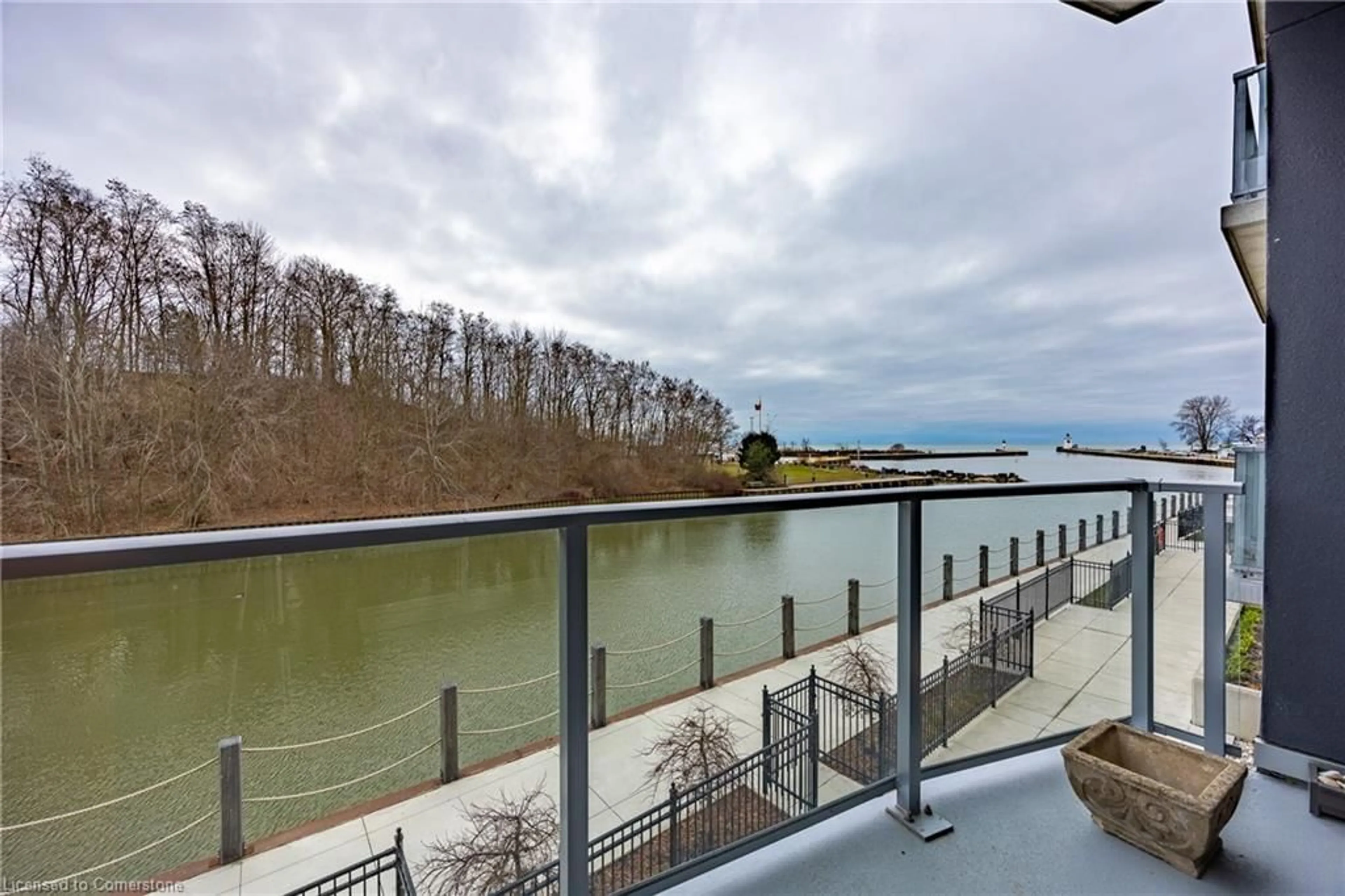 Balcony in the apartment, water/lake/river/ocean view for 38 Harbour St #215, Port Dover Ontario N0A 1N0