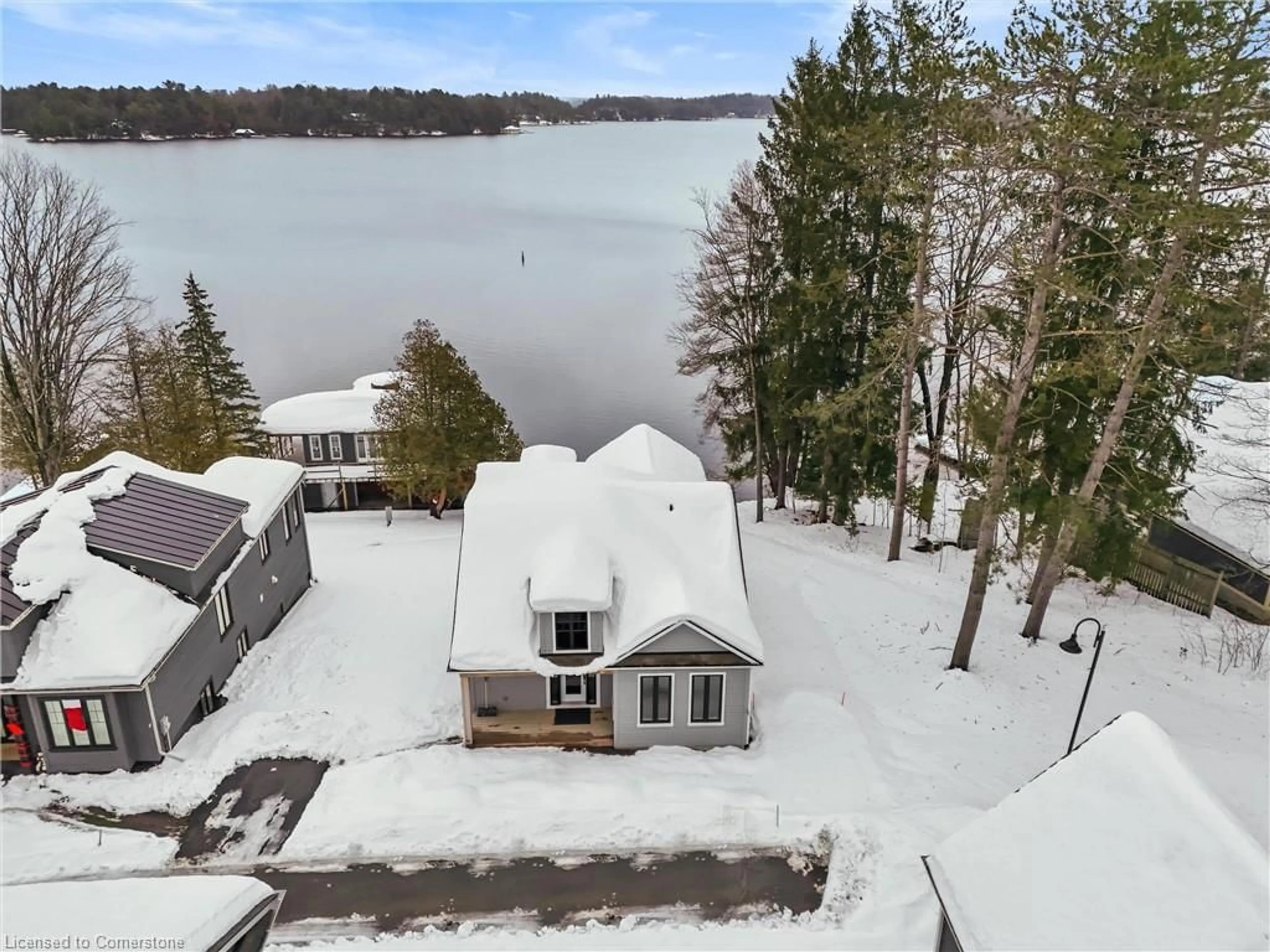 A pic from outside/outdoor area/front of a property/back of a property/a pic from drone, water/lake/river/ocean view for 2054 Peninsula Rd #37, Minett Ontario P1B 8G4