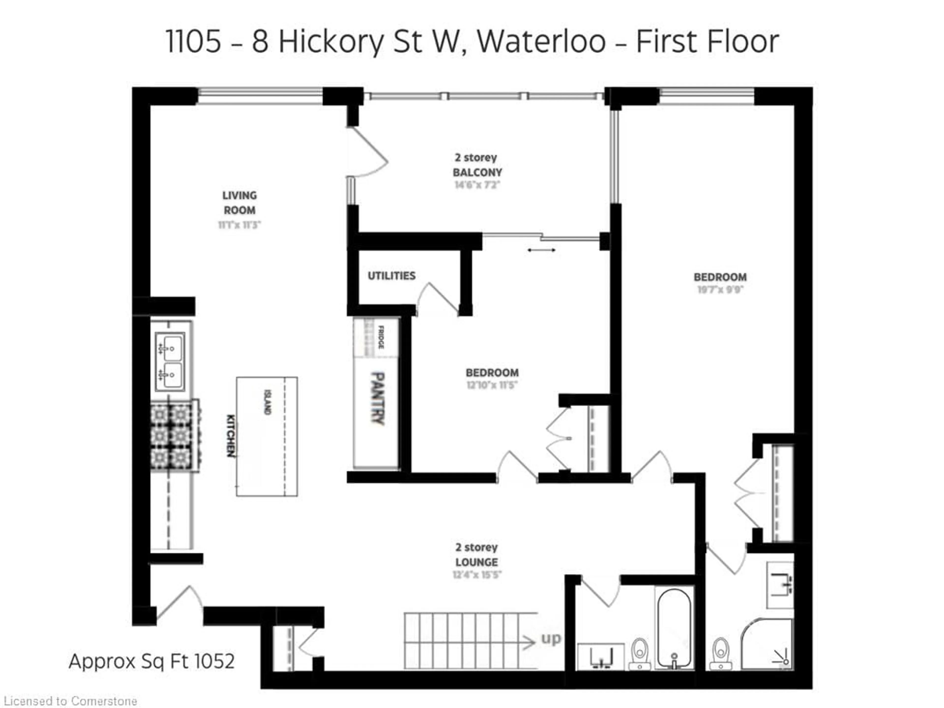 Floor plan for 8 Hickory St #1105, Waterloo Ontario N2L 3H6