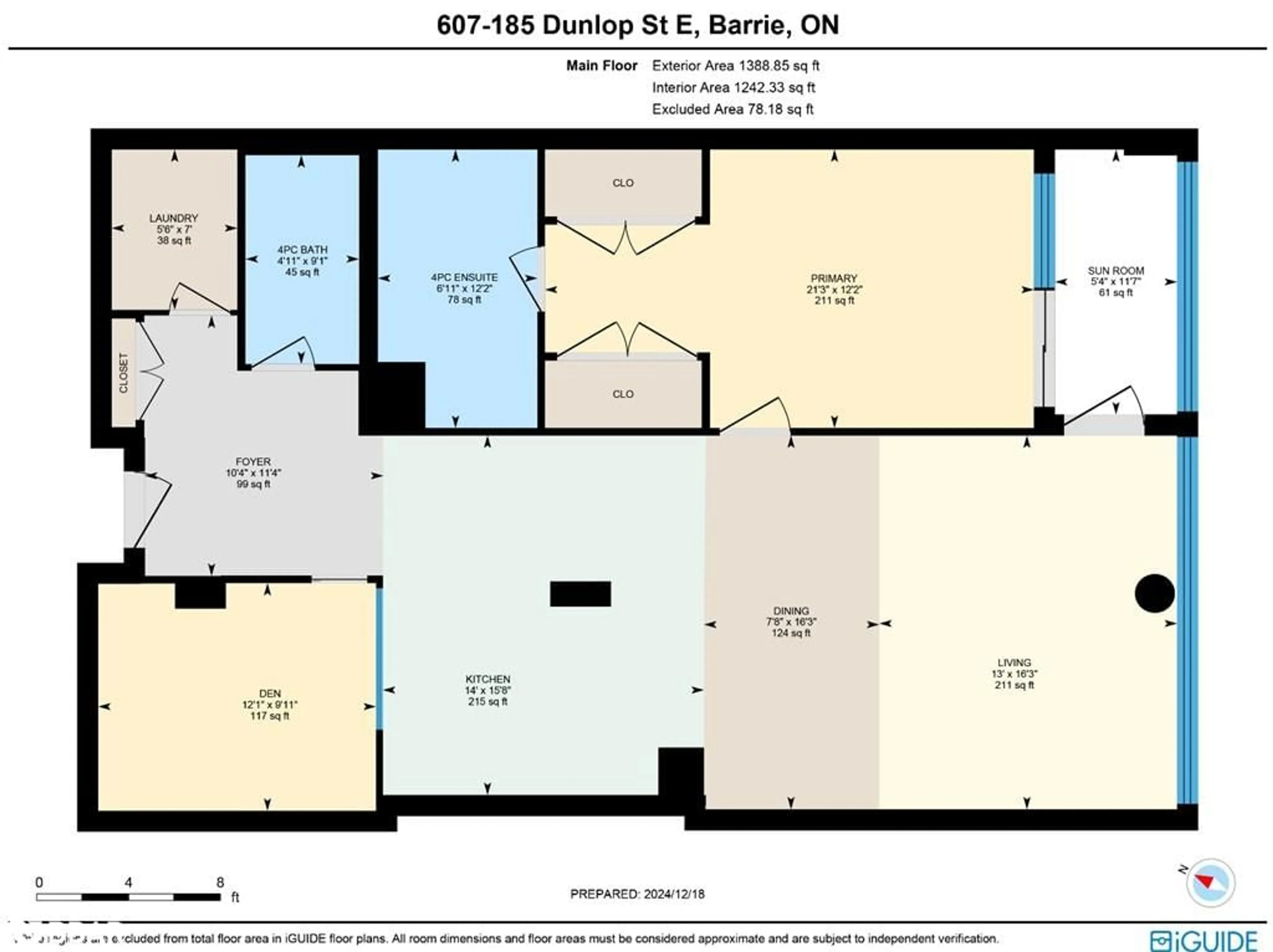 Floor plan for 185 Dunlop Street East #607, Barrie Ontario L4M 0L7