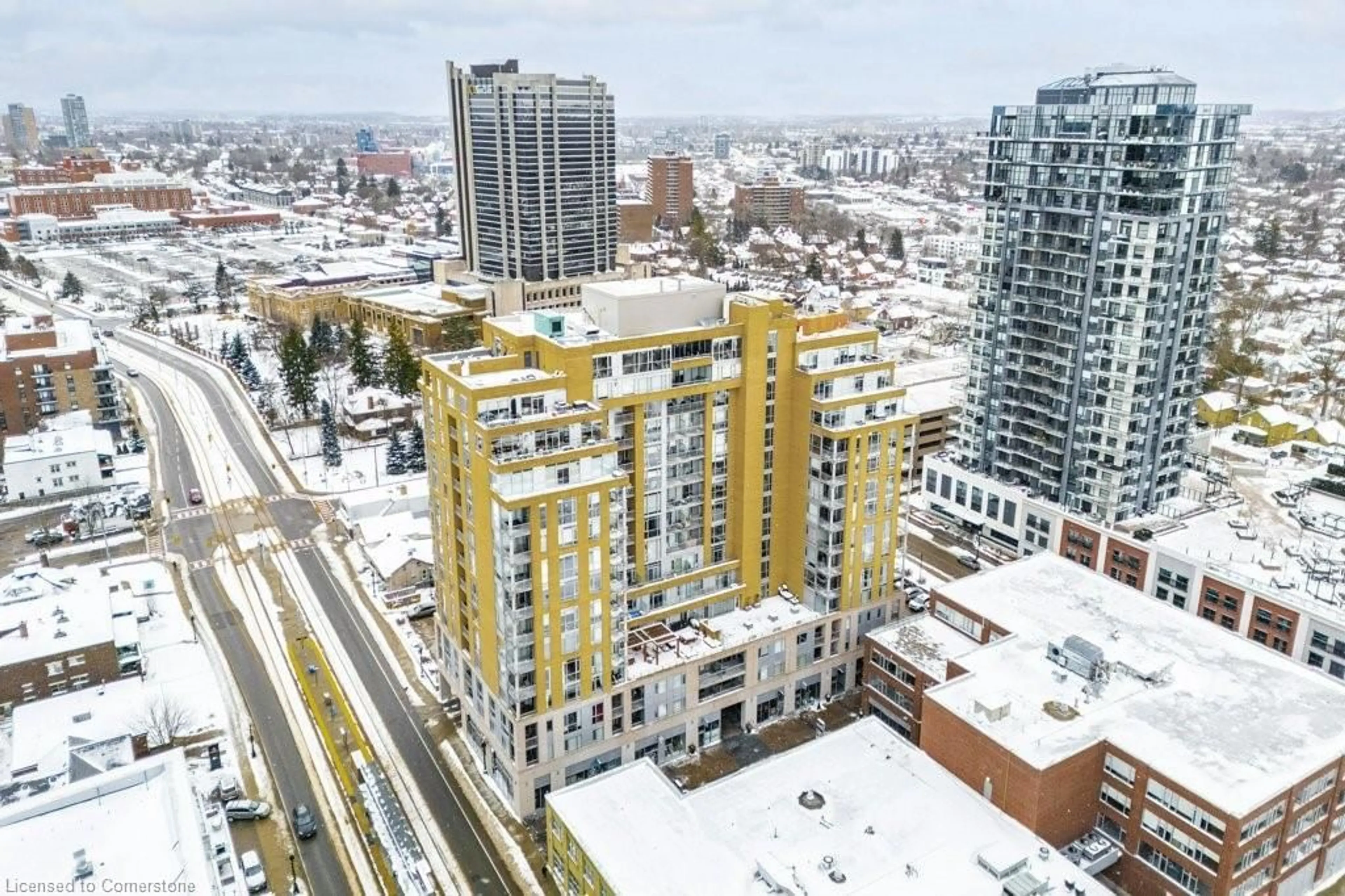 A pic from outside/outdoor area/front of a property/back of a property/a pic from drone, city buildings view from balcony for 191 King St #1108, Waterloo Ontario N2J 1R1