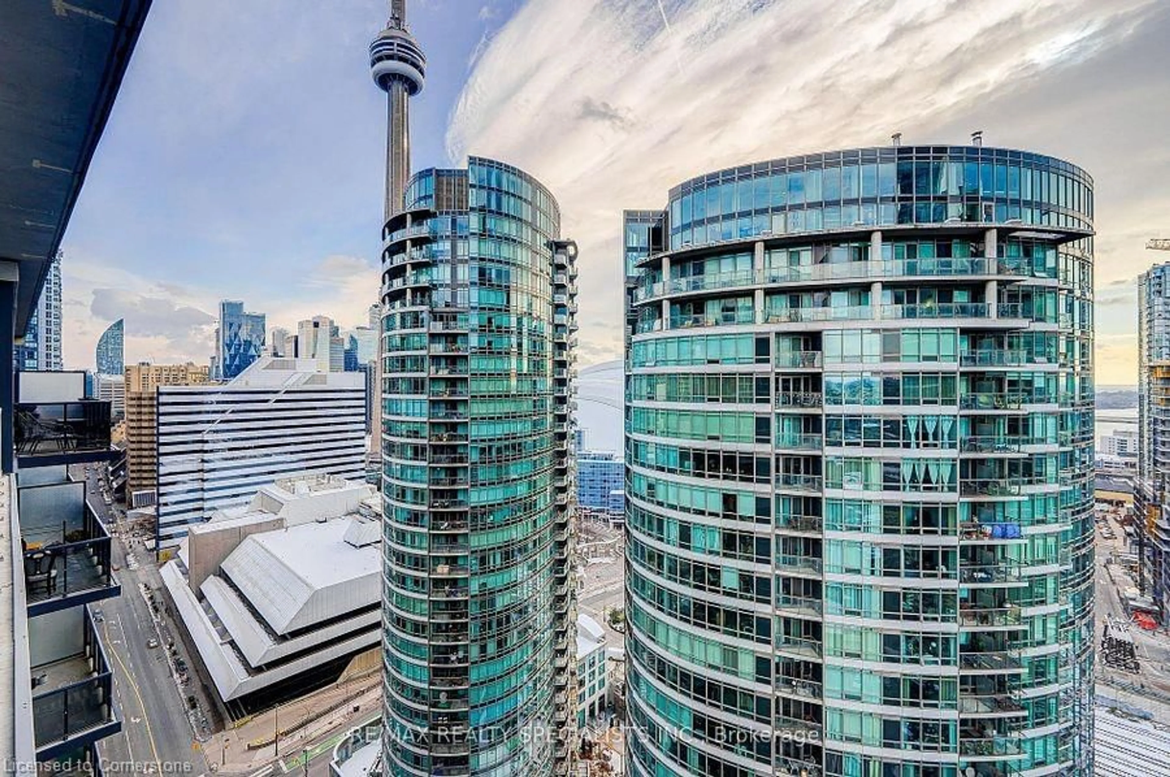 A pic from outside/outdoor area/front of a property/back of a property/a pic from drone, city buildings view from balcony for 352 Front St #2305, Toronto Ontario M5V 0K3