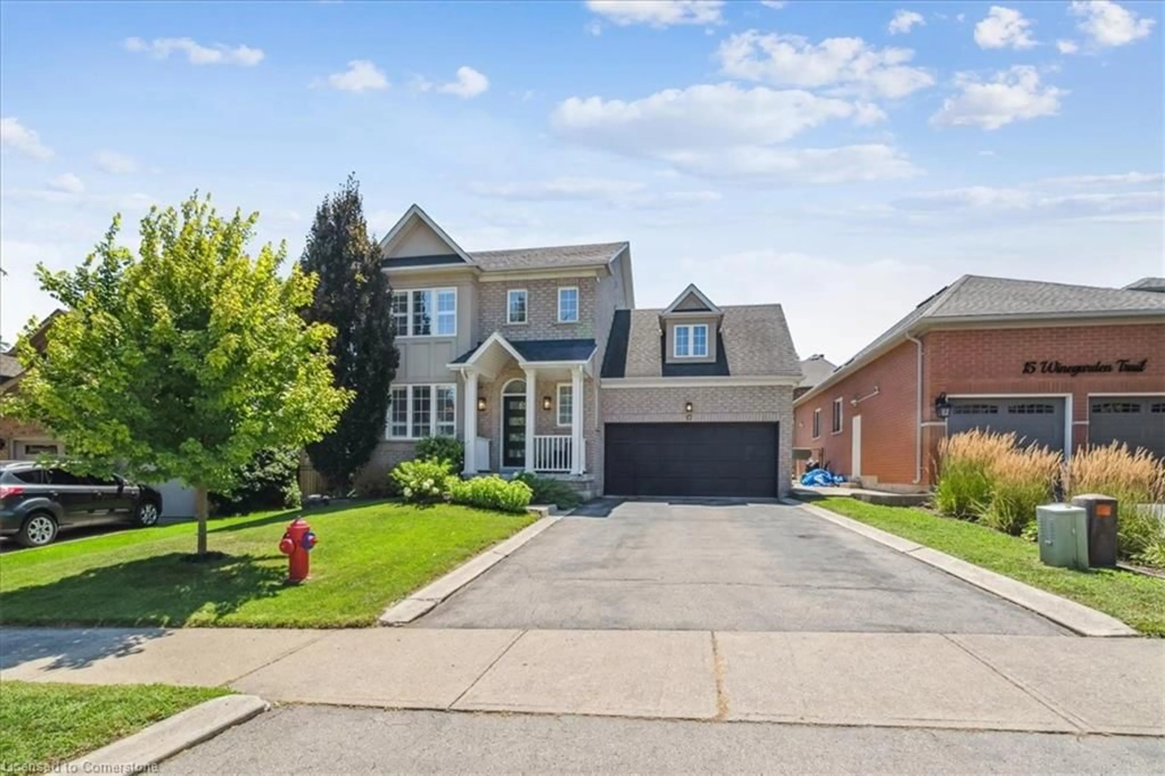 Home with brick exterior material, street for 17 Winegarden Trail, Hamilton Ontario L9H 7M1