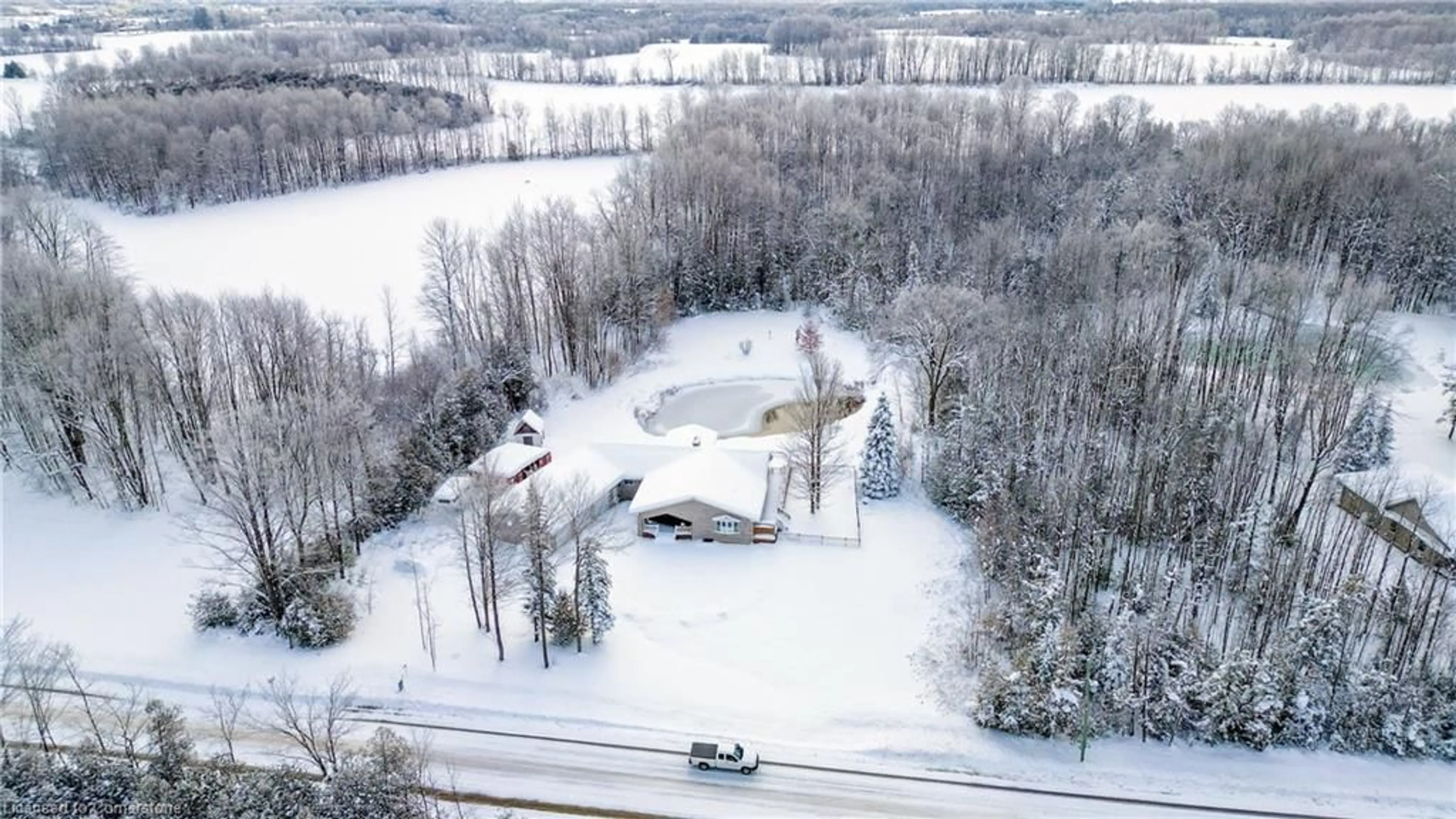 A pic from outside/outdoor area/front of a property/back of a property/a pic from drone, water/lake/river/ocean view for 263168 Wilder Lake Rd, Varney Ontario N0G 1R0