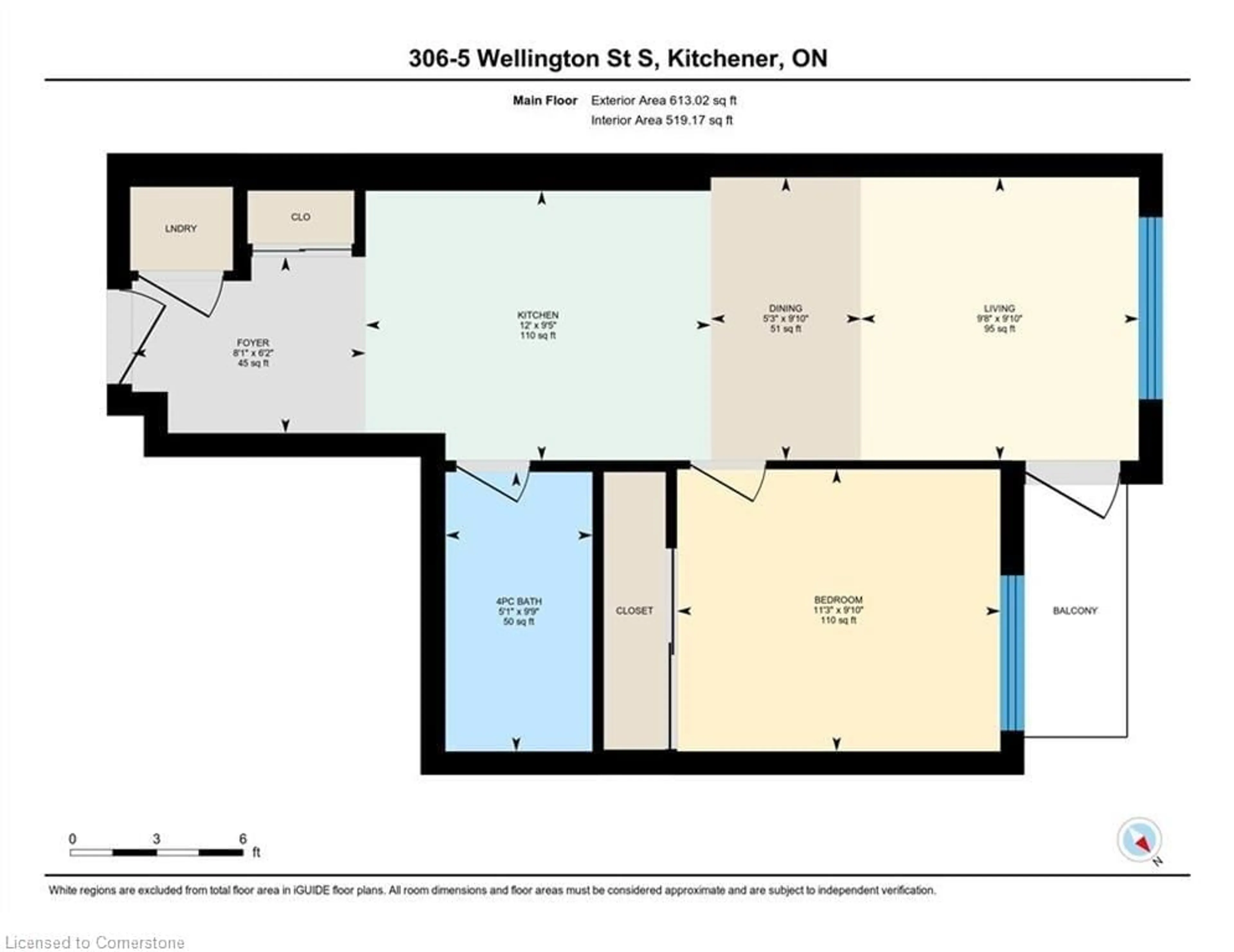 Floor plan for 5 Wellington St #306, Kitchener Ontario N2G 1C7