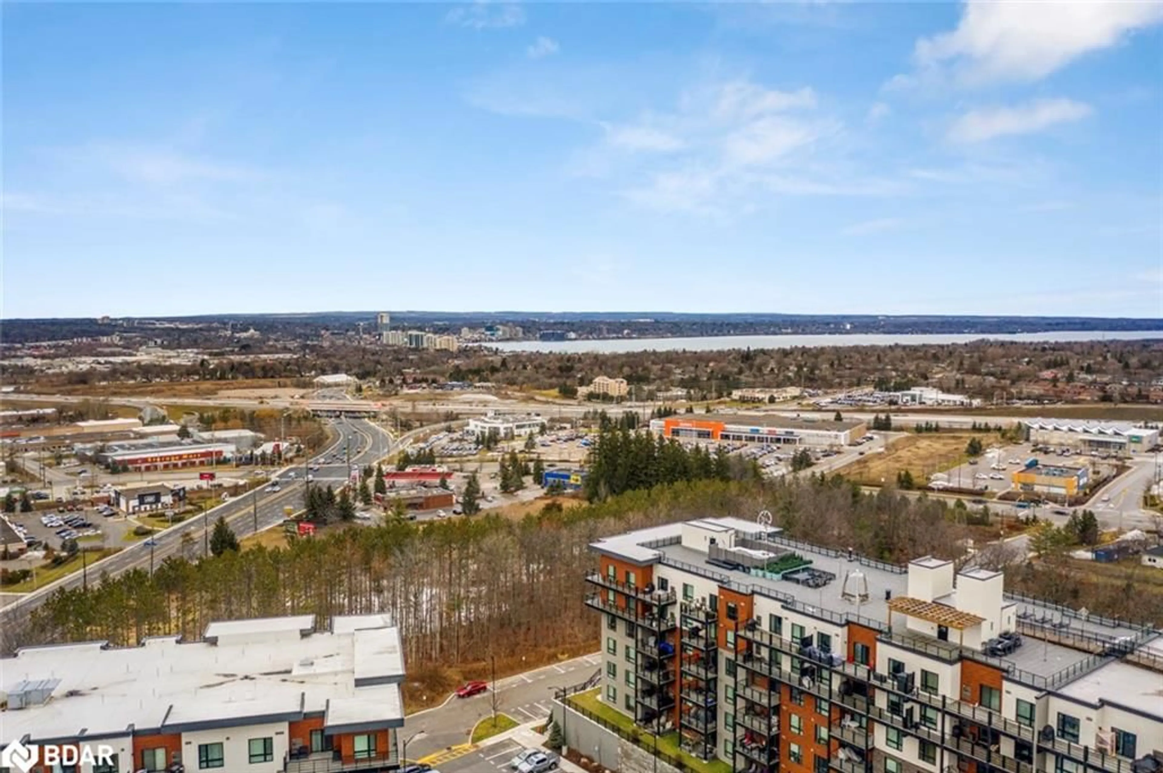 A pic from outside/outdoor area/front of a property/back of a property/a pic from drone, city buildings view from balcony for 304 Essa Road #512, Barrie Ontario L9J 0H4