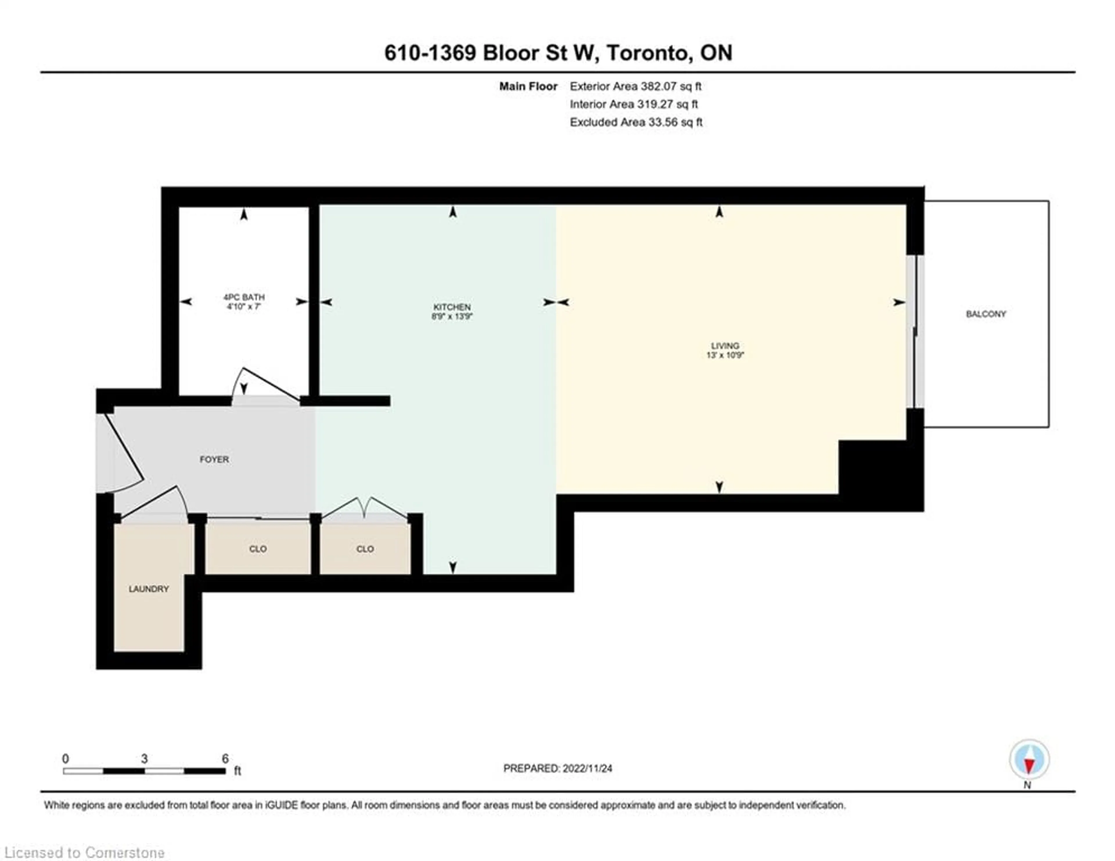 Floor plan for 1369 Bloor St #610, Toronto Ontario M3P 4J4