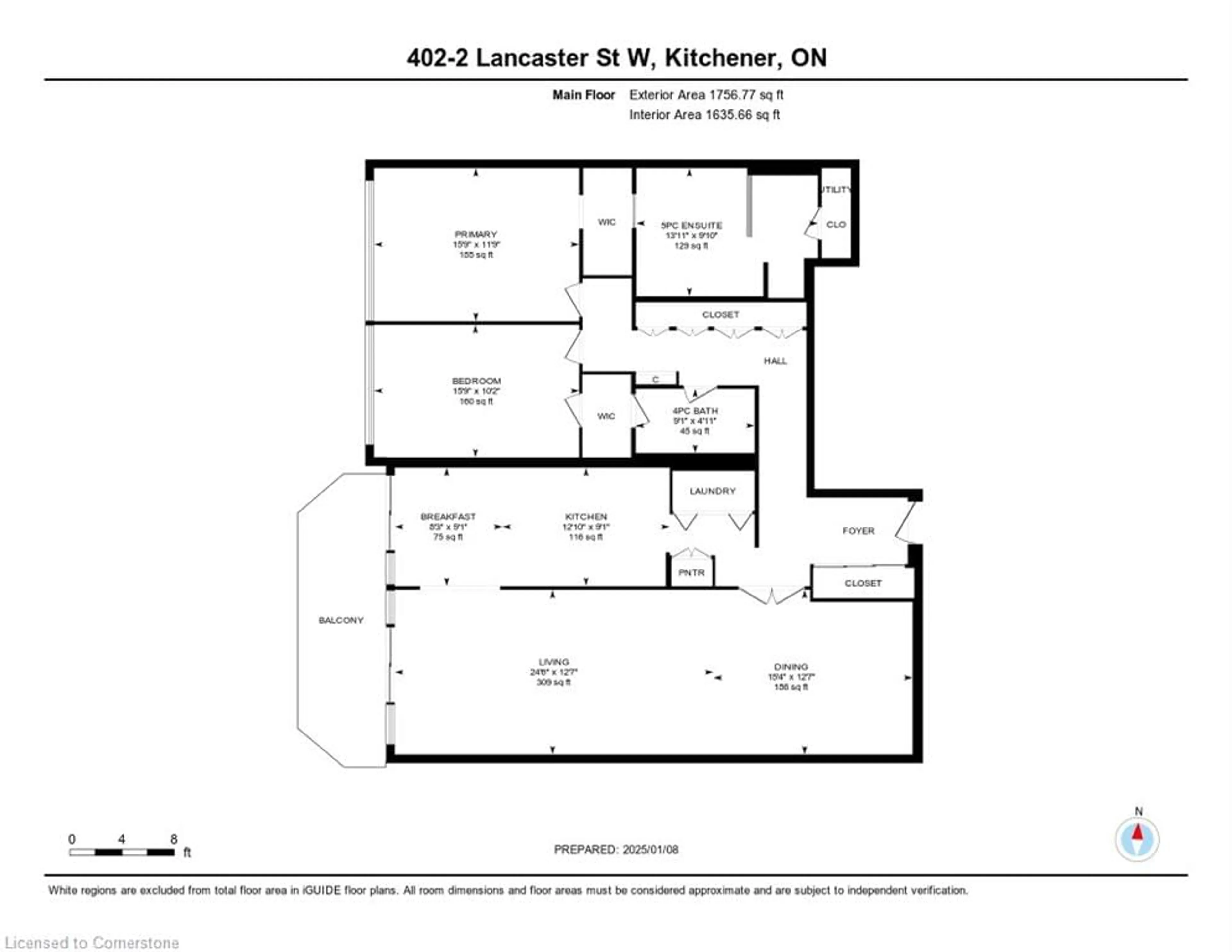 Floor plan for 2 Lancaster St #402, Kitchener Ontario N2H 6S3