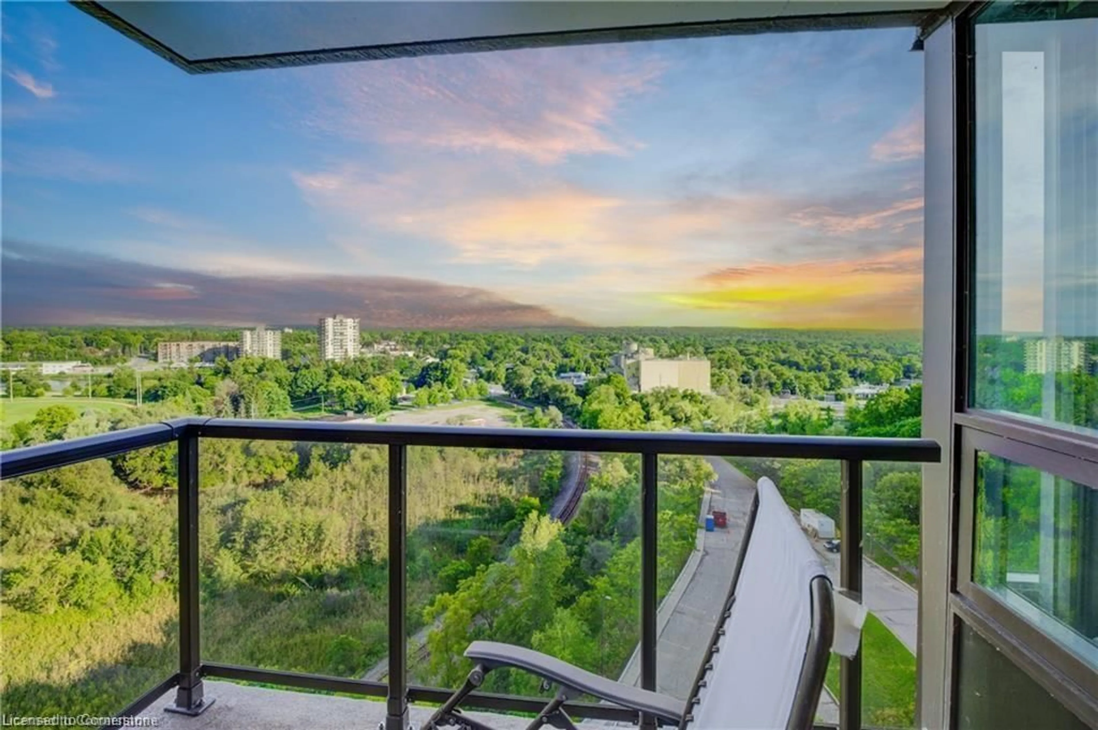 Balcony in the apartment, city buildings view from balcony for 237 King St #910, Cambridge Ontario N3H 5L2