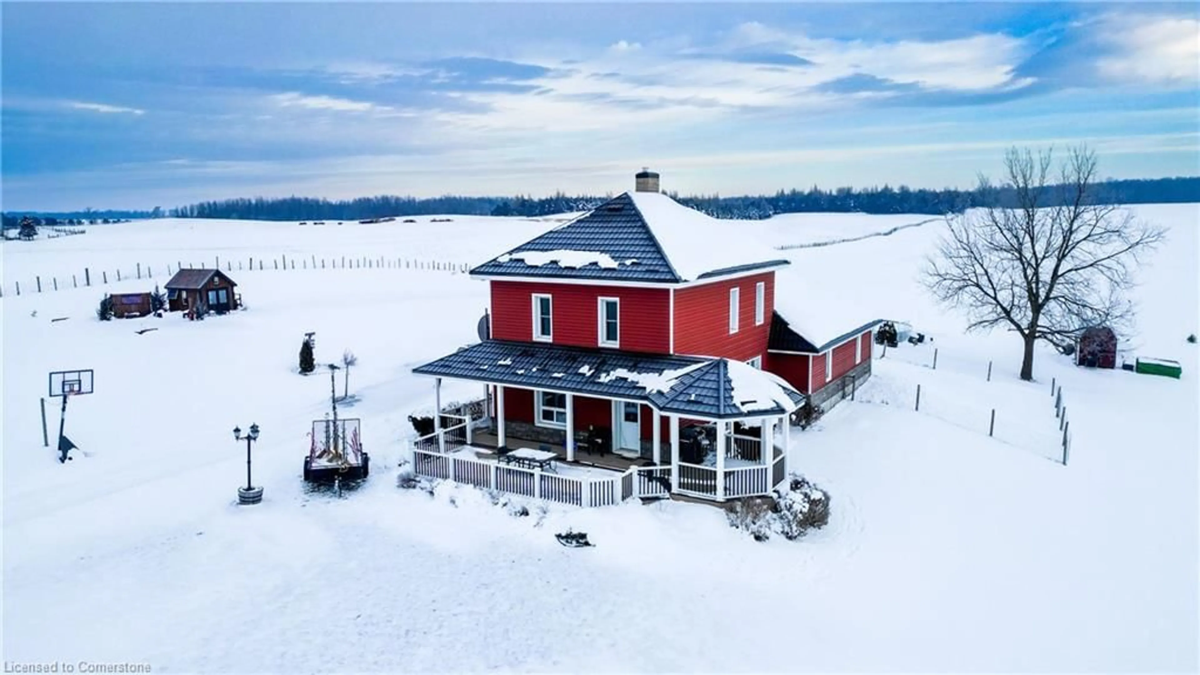 A pic from outside/outdoor area/front of a property/back of a property/a pic from drone, building for 43342 Amberley Rd, Wroxeter Ontario N0G 2X0