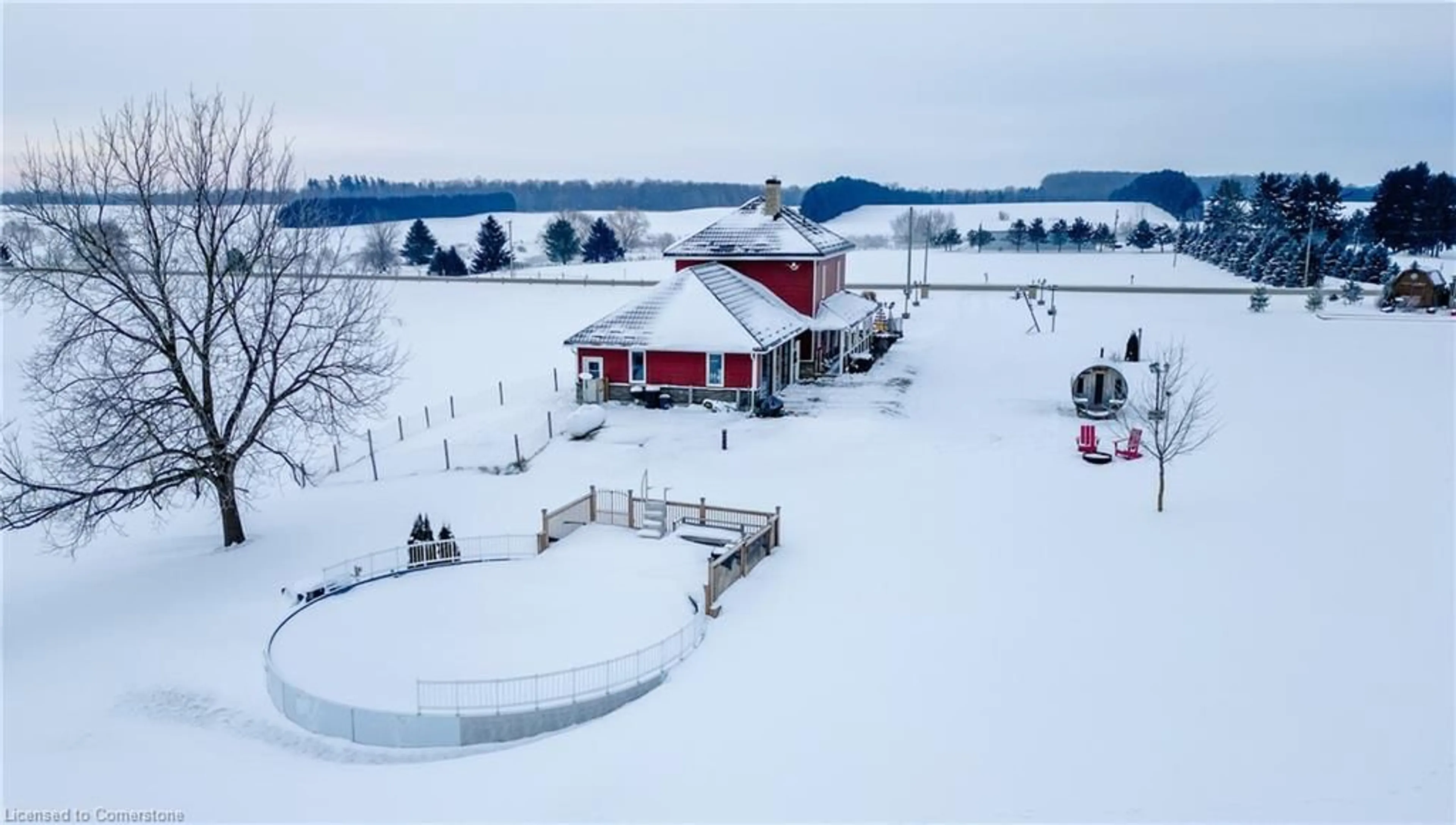 A pic from outside/outdoor area/front of a property/back of a property/a pic from drone, water/lake/river/ocean view for 43342 Amberley Rd, Wroxeter Ontario N0G 2X0