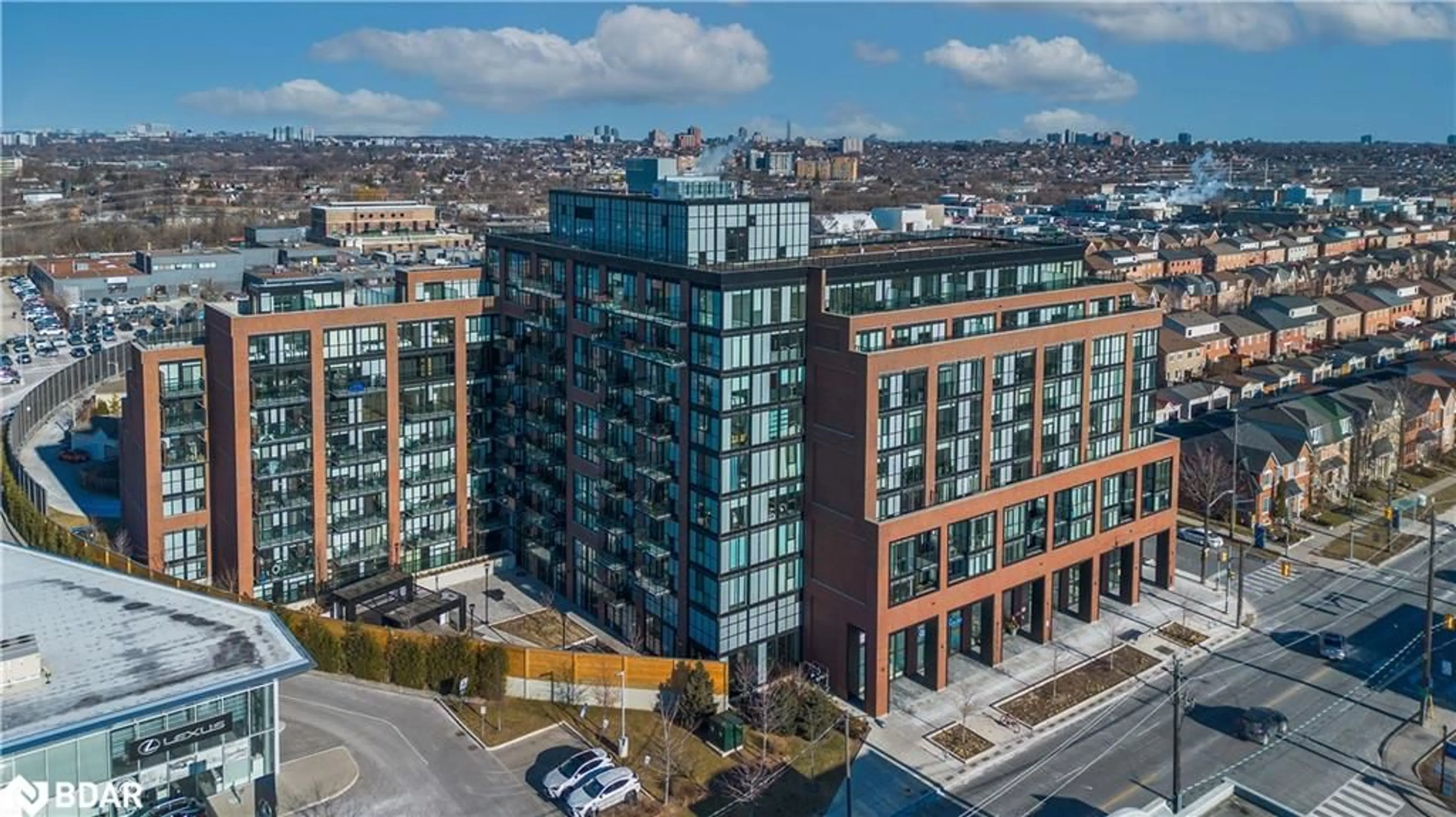 A pic from outside/outdoor area/front of a property/back of a property/a pic from drone, city buildings view from balcony for 2300 St Clair Avenue West #18, Toronto Ontario M6N 0B3