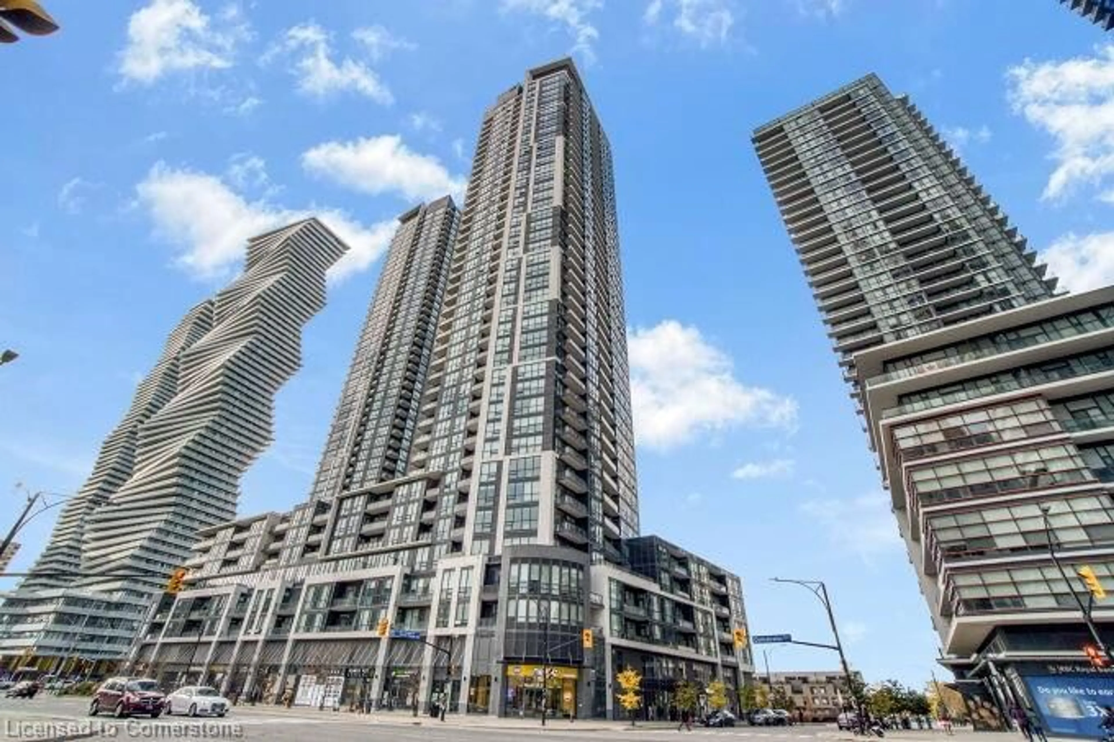 Patio, city buildings view from balcony for 510 Curran Place #1403, Mississauga Ontario L5B 0J8