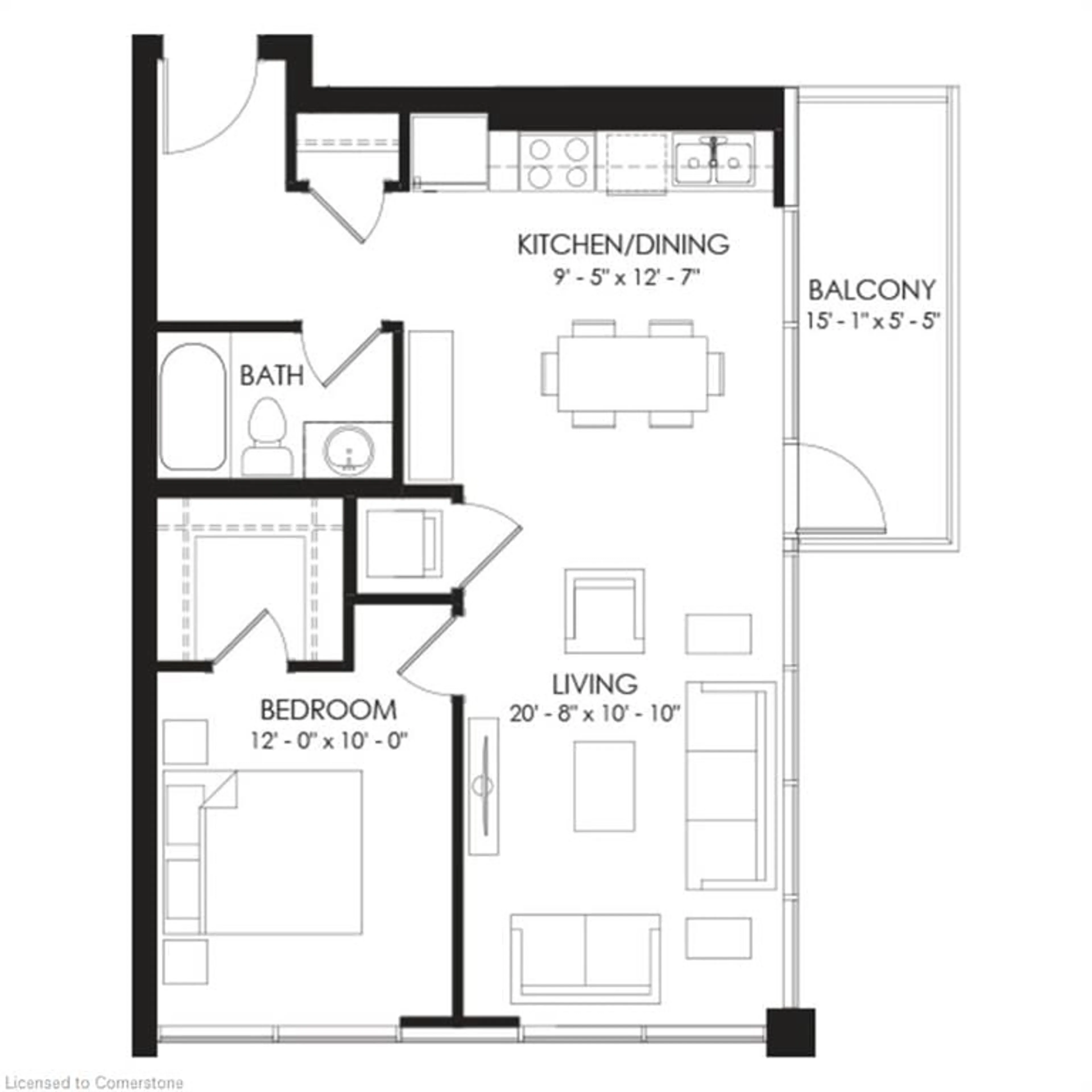 Floor plan for 60 Charles St #805, Kitchener Ontario N2G 0C9